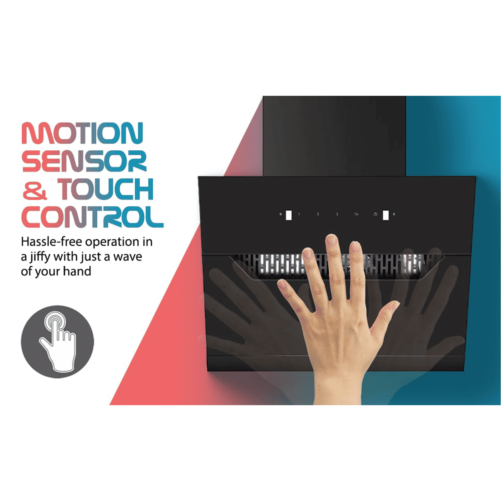 elica Kitchenhood 60cm 1350m3/hr Ducted Auto Clean Wall Mounted Chimney with Motion Sensor Control (Black)_4