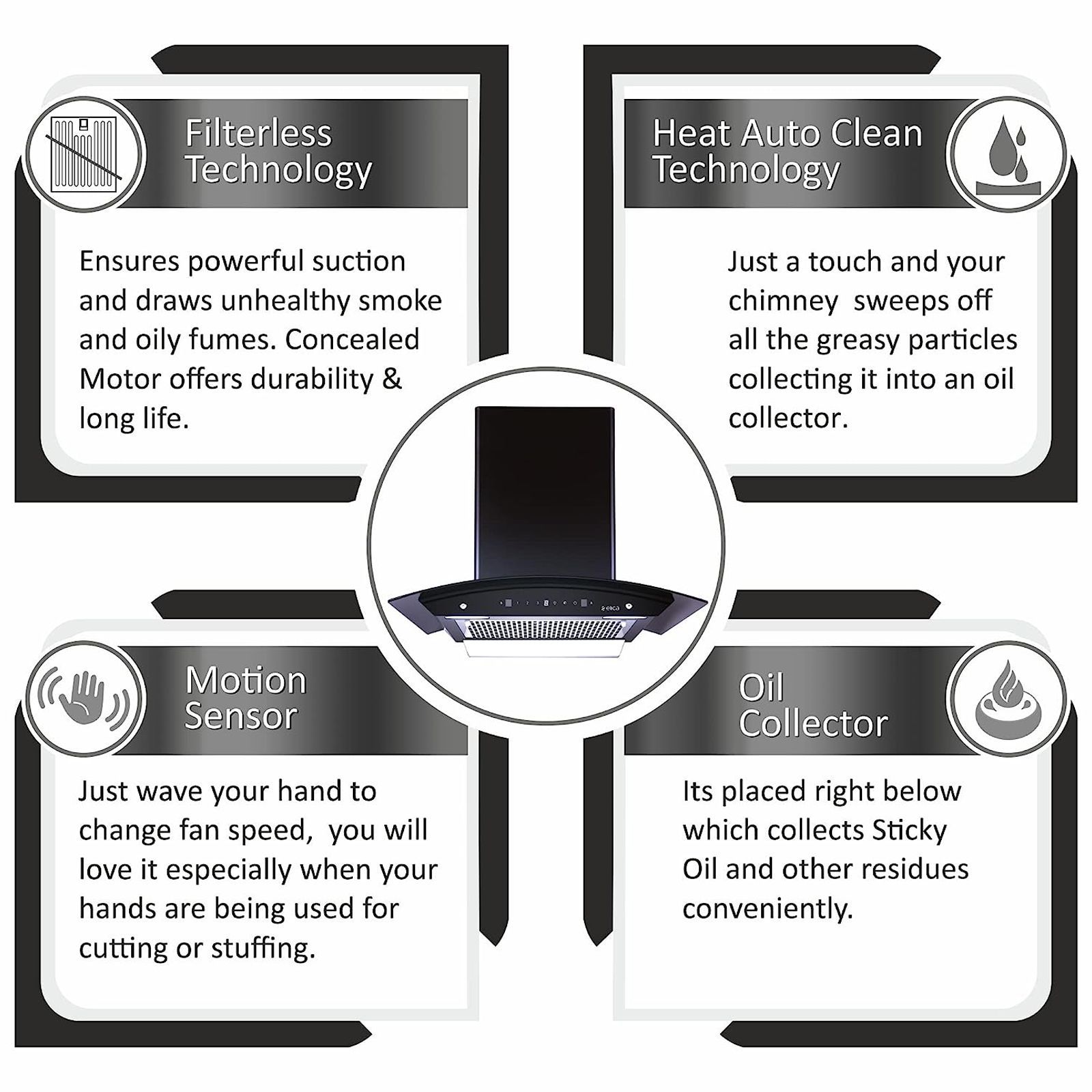 elica WDFL 606 HAC LTW MS NERO 60cm 1200m3/hr Ducted Auto Clean Wall Mounted Chimney with Motion Sensor Control (Black)_11