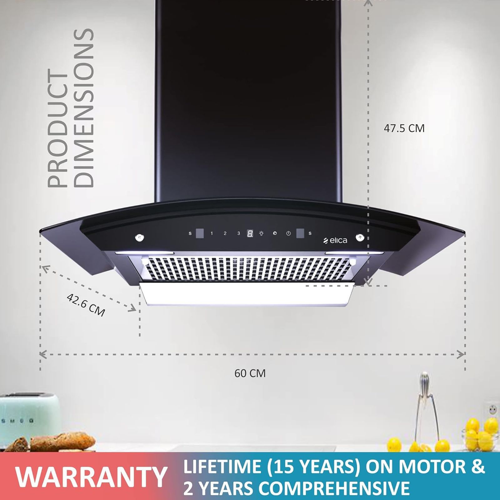 elica WDFL 606 HAC LTW MS NERO 60cm 1200m3/hr Ducted Auto Clean Wall Mounted Chimney with Motion Sensor Control (Black)_13