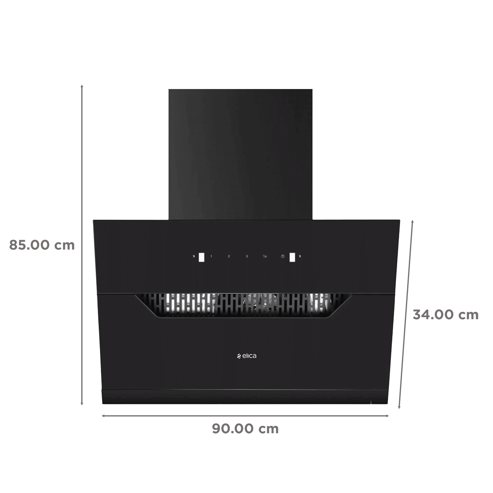 elica Kitchenhood 90cm 1350m3/hr Ducted Auto Clean Wall Mounted Chimney with Motion Sensor Control (Dark Grey)_2