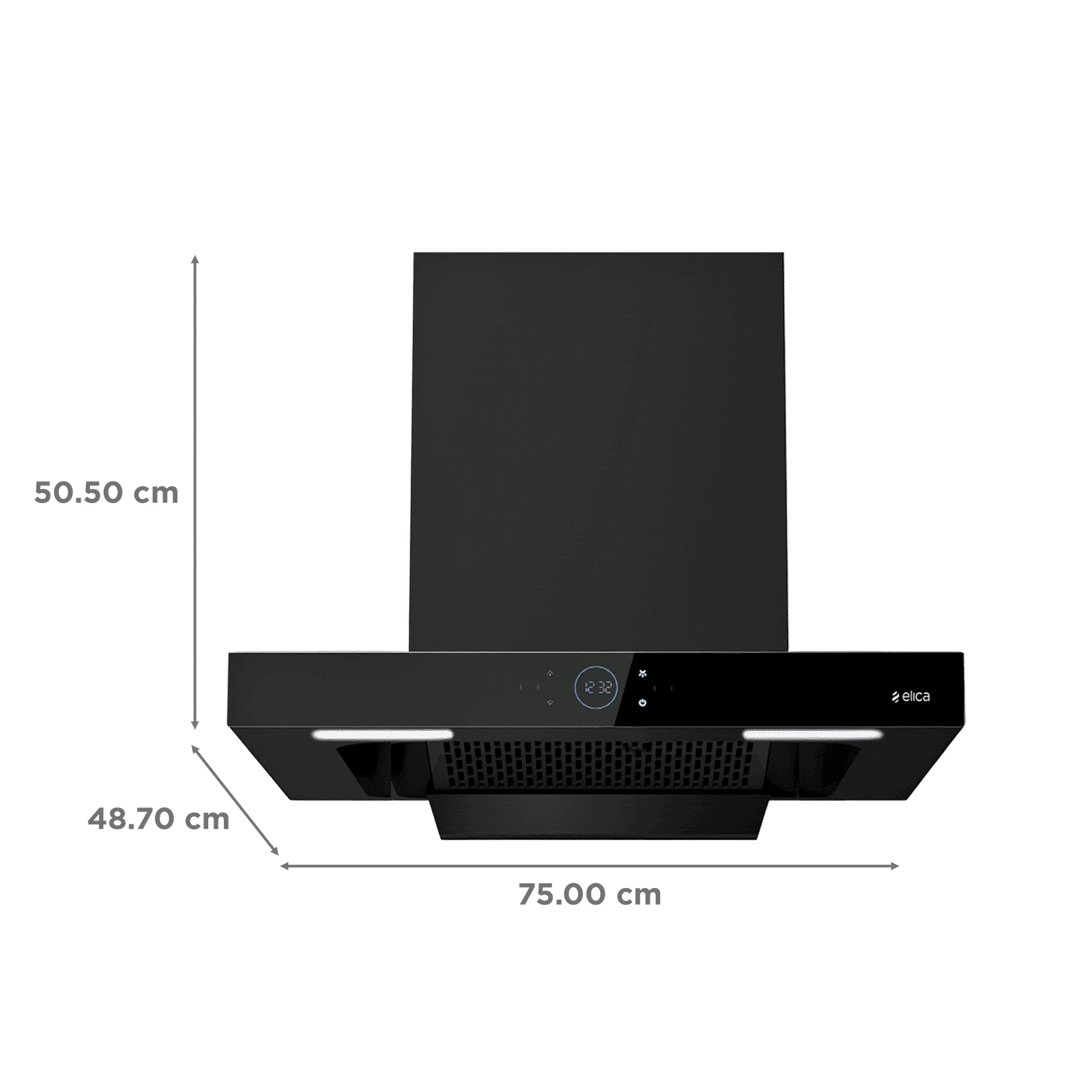 elica ISMART SPOT FL HAC 75 LTW NERO 75cm 2300m3/hr Ducted Wall Mounted Chimney with Brushless DC Motor (Black)_2