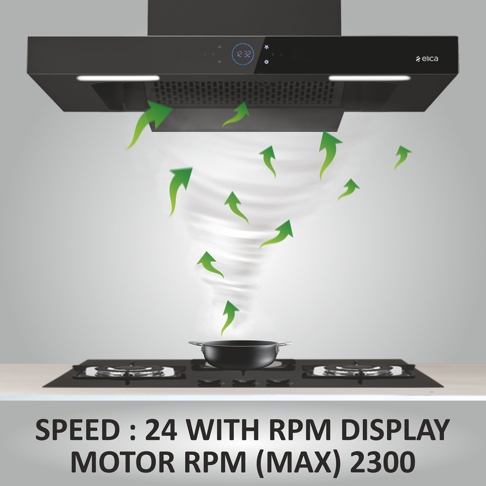 elica ISMART SPOT FL HAC 90 LTW NERO 90cm 1200m3/hr Ducted Auto Clean Wall Mounted Chimney with Motion Sensor Technology_3