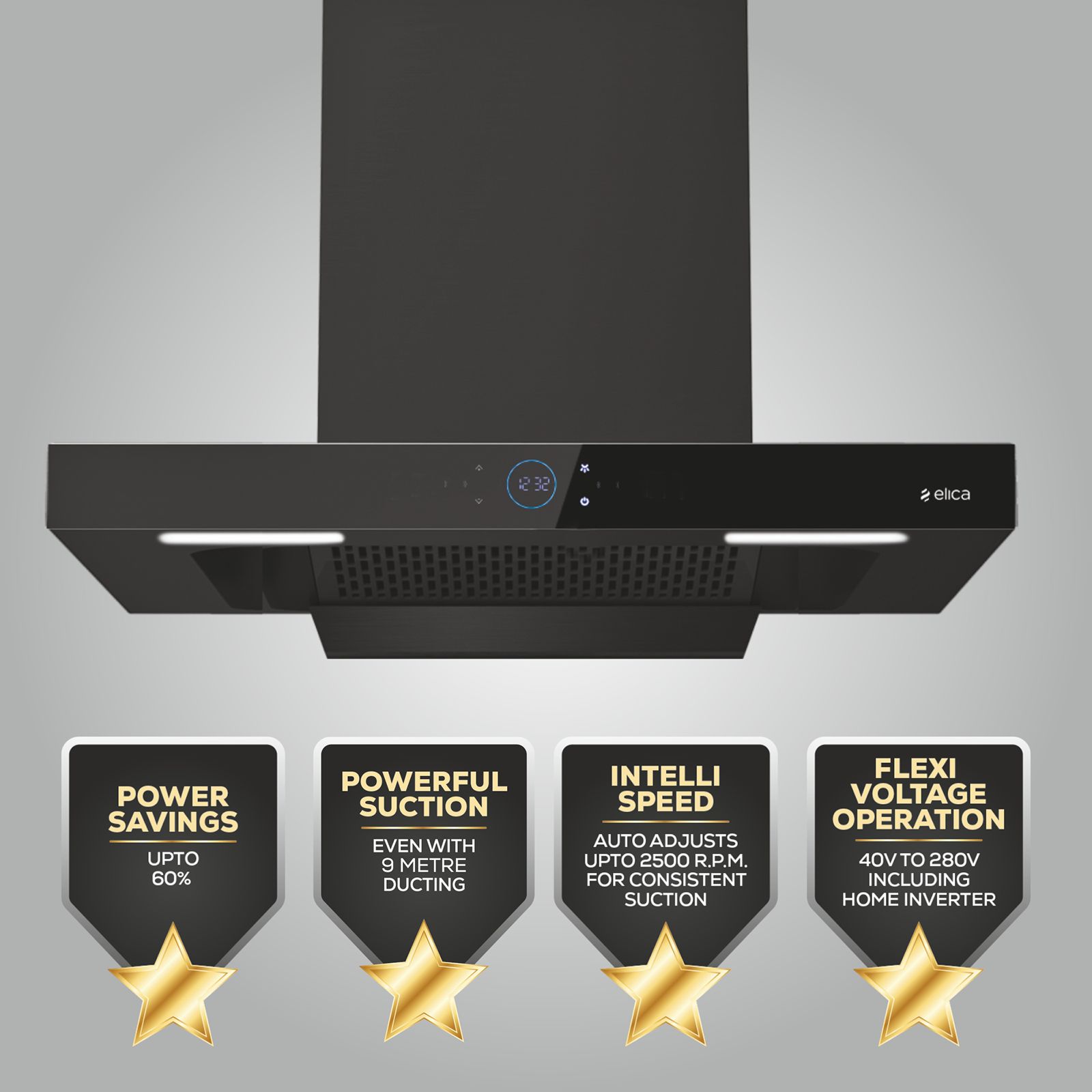 elica ISMART SPOT FL HAC 90 LTW NERO 90cm 1200m3/hr Ducted Auto Clean Wall Mounted Chimney with Motion Sensor Technology_4