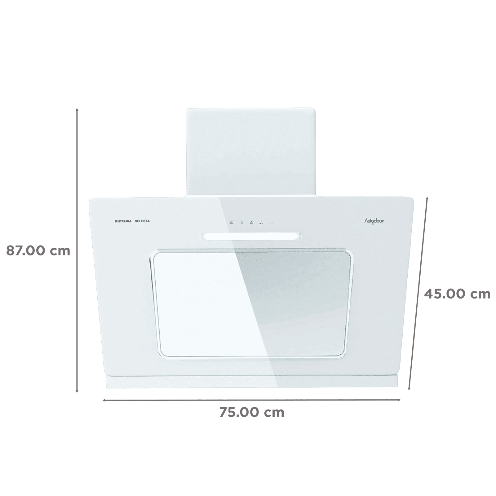 Kutchina Selesta 75cm 1200m3/hr Ducted Auto Clean Wall Mounted Chimney with Oil Suction Technology (Cream)_2