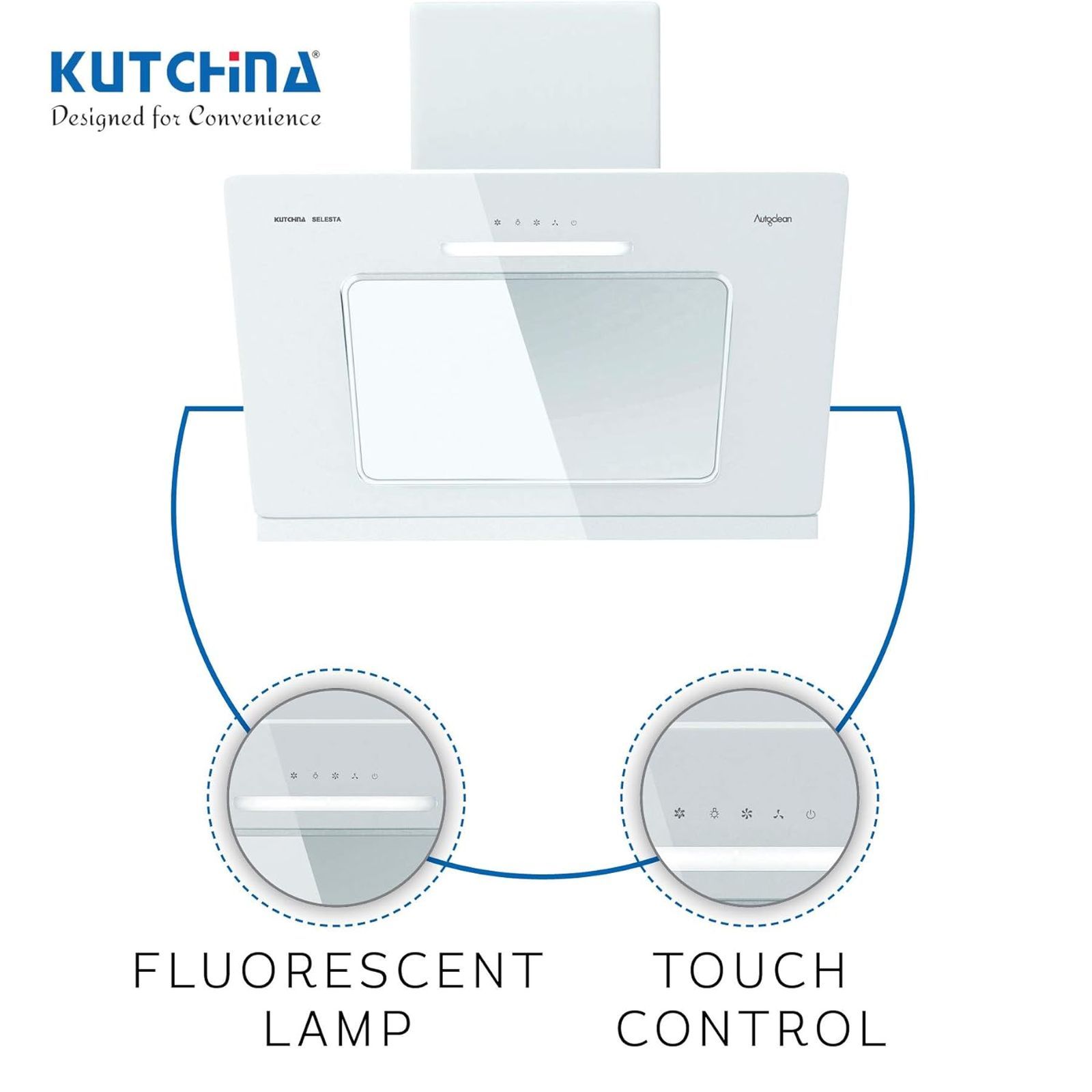 Kutchina Selesta 75cm 1200m3/hr Ducted Auto Clean Wall Mounted Chimney with Oil Suction Technology (Cream)_4