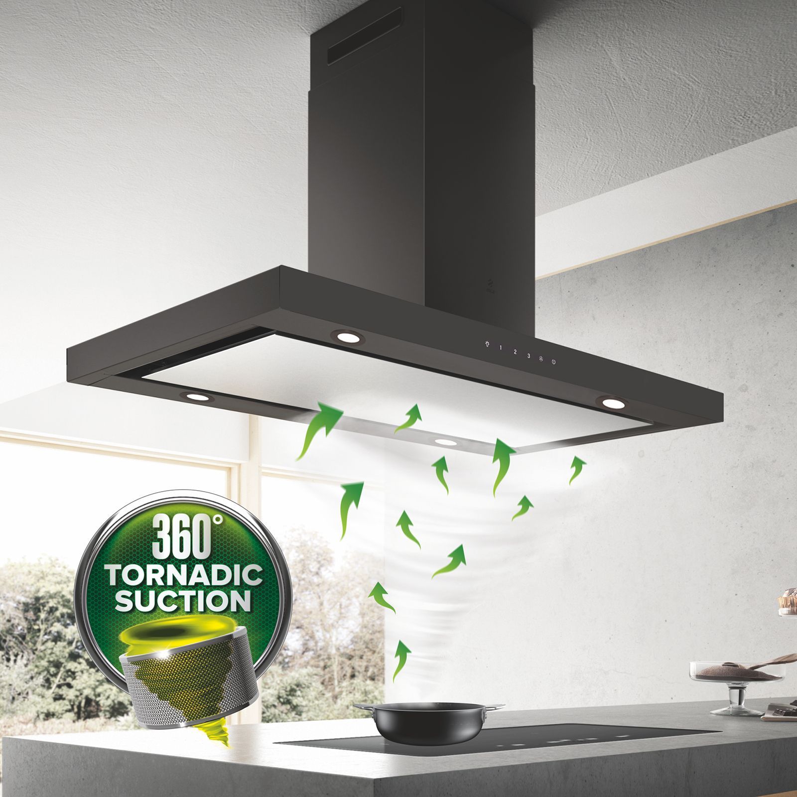 Elica METEORITE ISLAND EDS PLUS 120cm 1220m3/hr Ducted Ceiling Mounted With 30% Noise Reduction (Black) Elica METEORITE ISLAND EDS PLUS 120cm 1220m3/hr Ducted Ceiling Mounted With 30% Noise Reduction (Black)_5