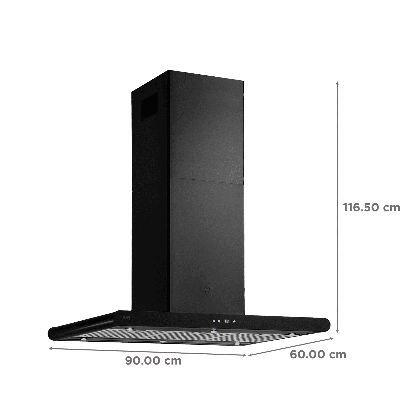KAFF CANARY DHC BF 90 IS 90cm 1200m³/hr Ductless Wall Mounted Chimney with Baffle Filter (Black)_2