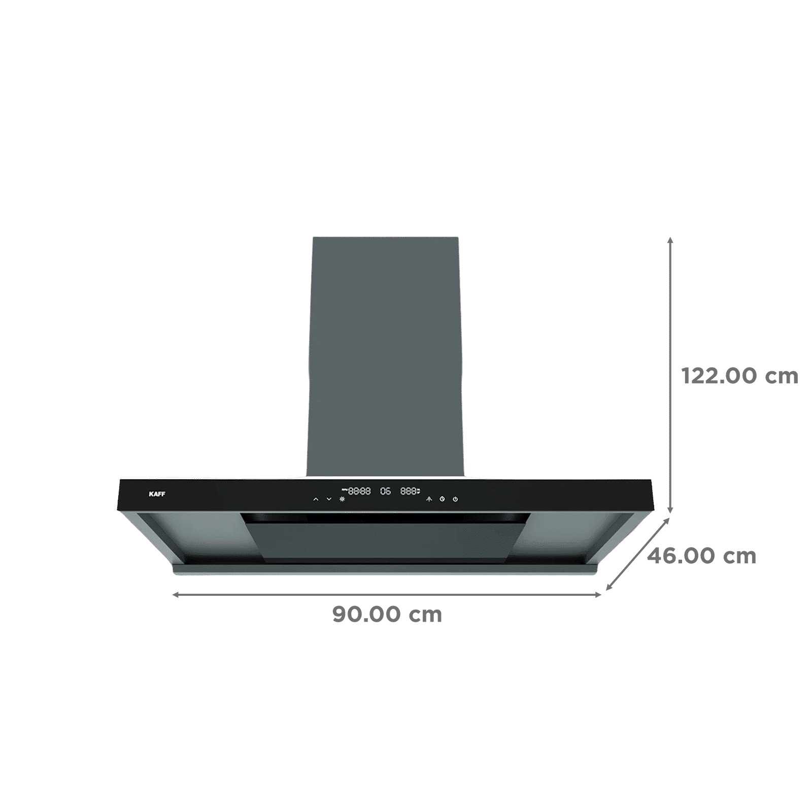 KAFF MISSONI 90 90cm 1280m³/hr Ducted Auto Clean Wall Mounted Chimney with Parametric Suction Technology (Black)_2