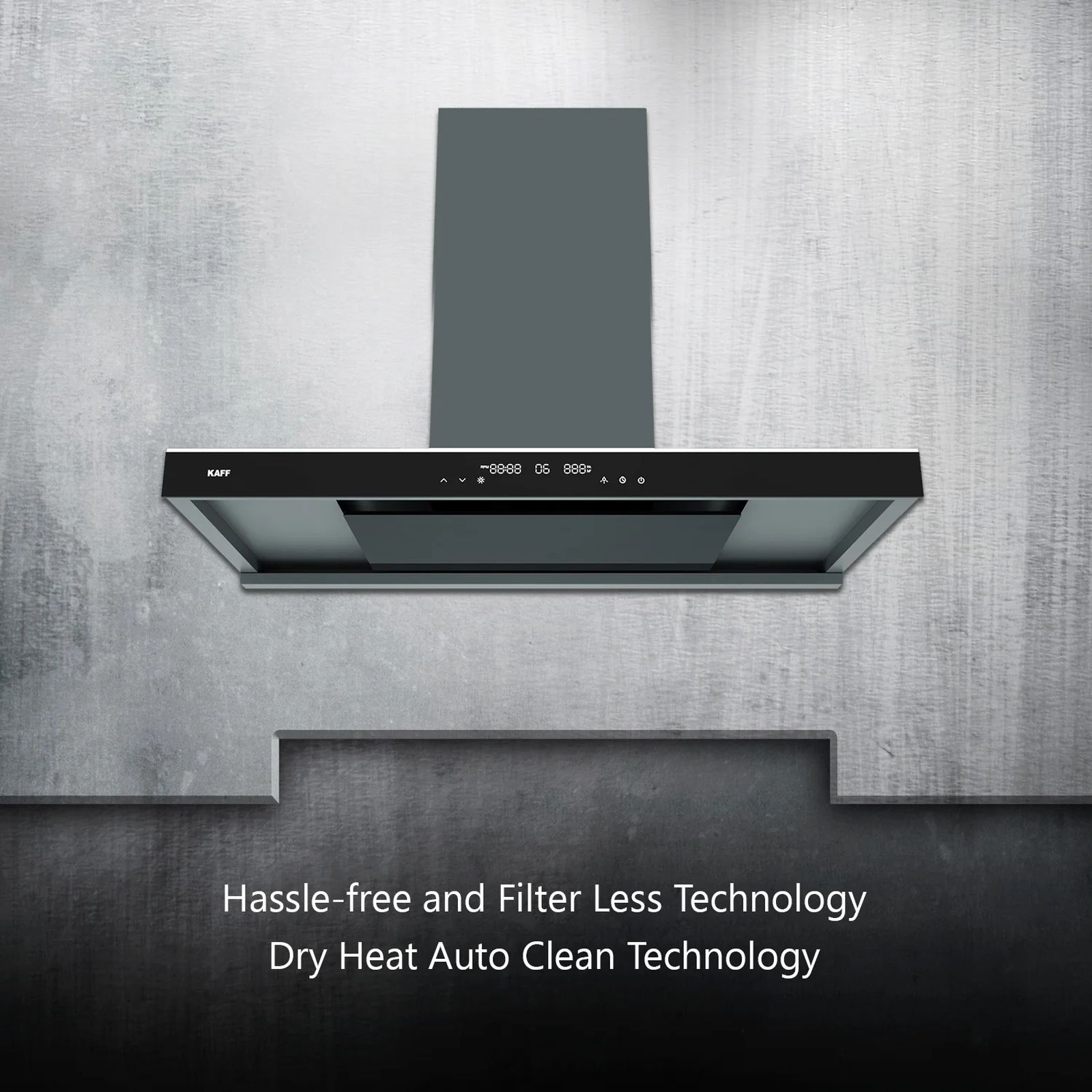 KAFF MISSONI 90 90cm 1280m³/hr Ducted Auto Clean Wall Mounted Chimney with Parametric Suction Technology (Black)_4