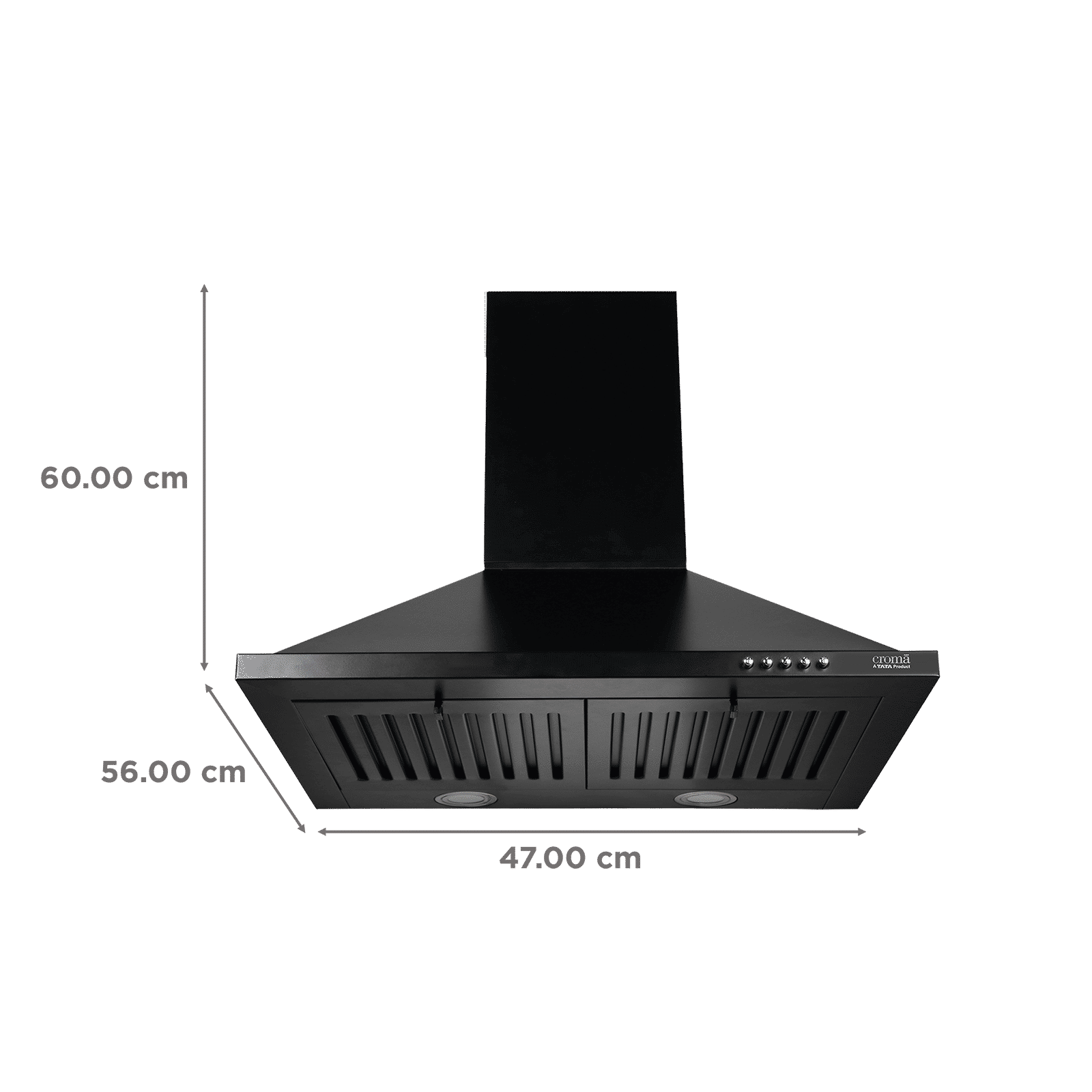 Croma AG1108 60cm 900m3/hr Ducted Wall Mounted Chimney with Push Button Control (Black) Croma AG1108 60cm 900m3/hr Ducted Wall Mounted Chimney with Push Button Control (Black)_3