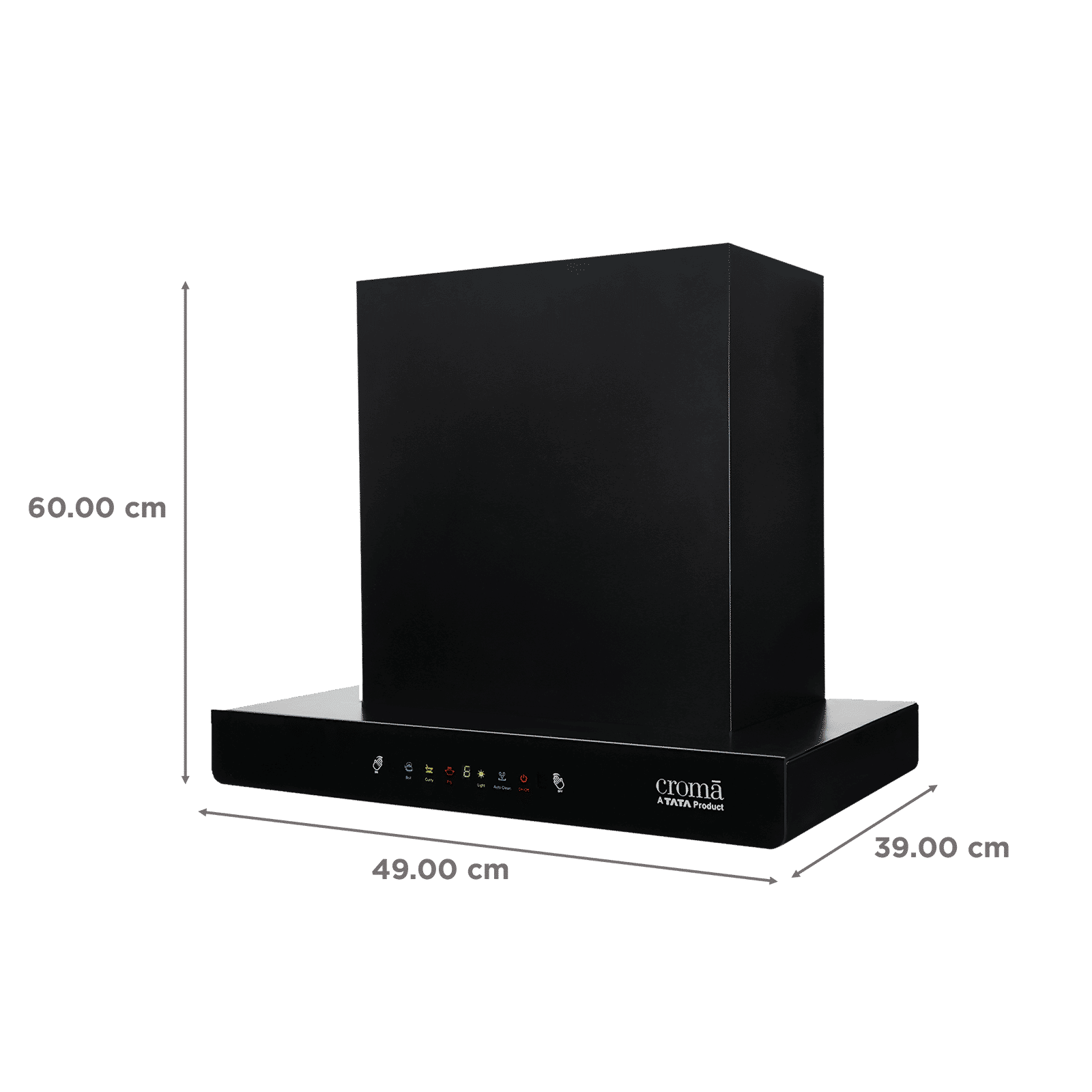 Croma AG1111 60cm 1300m³/hr Ducted Auto Clean Wall Mounted Chimney with Motion Sensor Control (Black)_2