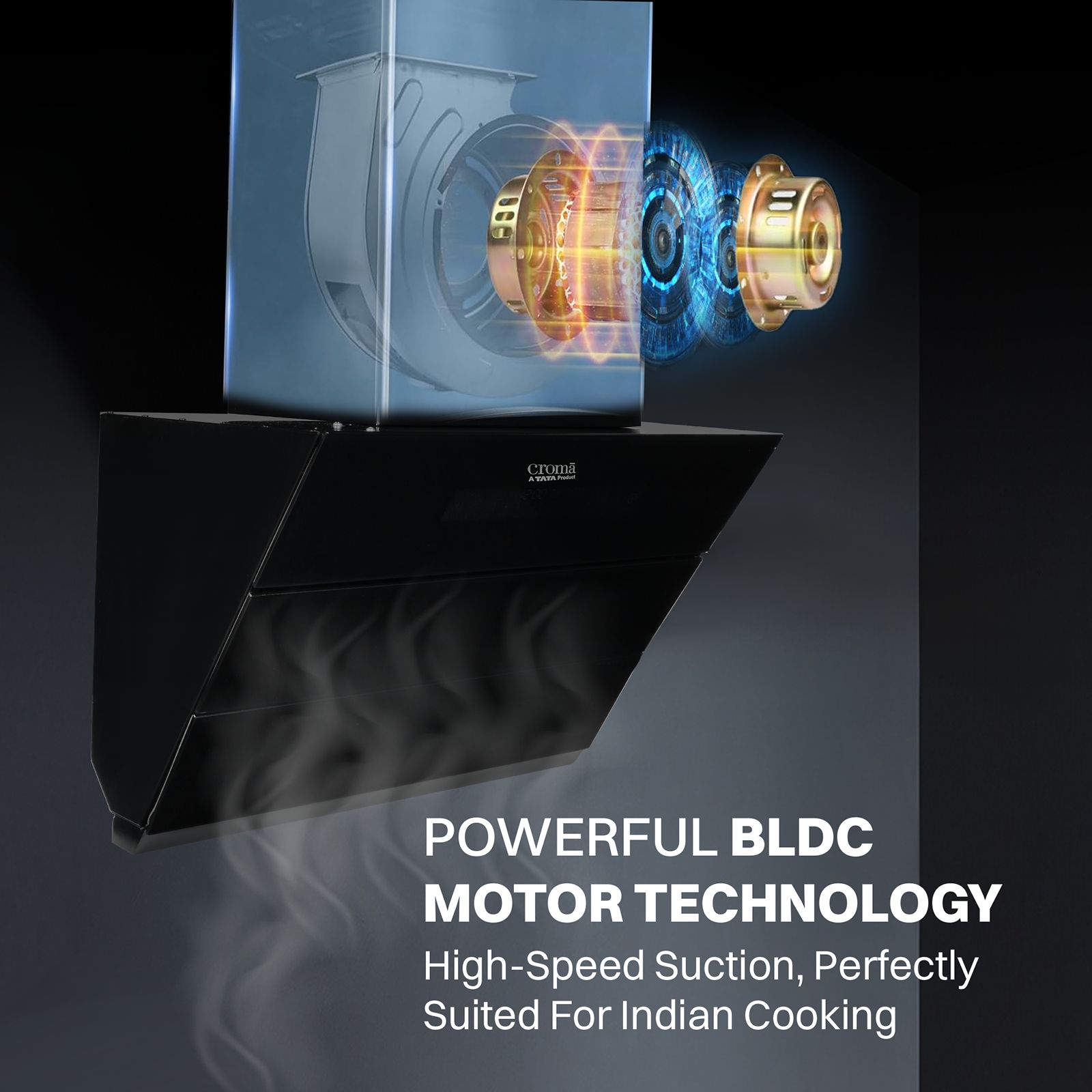 Croma AG1113 60cm 1300m³/hr Ducted Auto Clean Wall Mounted Chimney with Motion Sensor Control (Black)_13