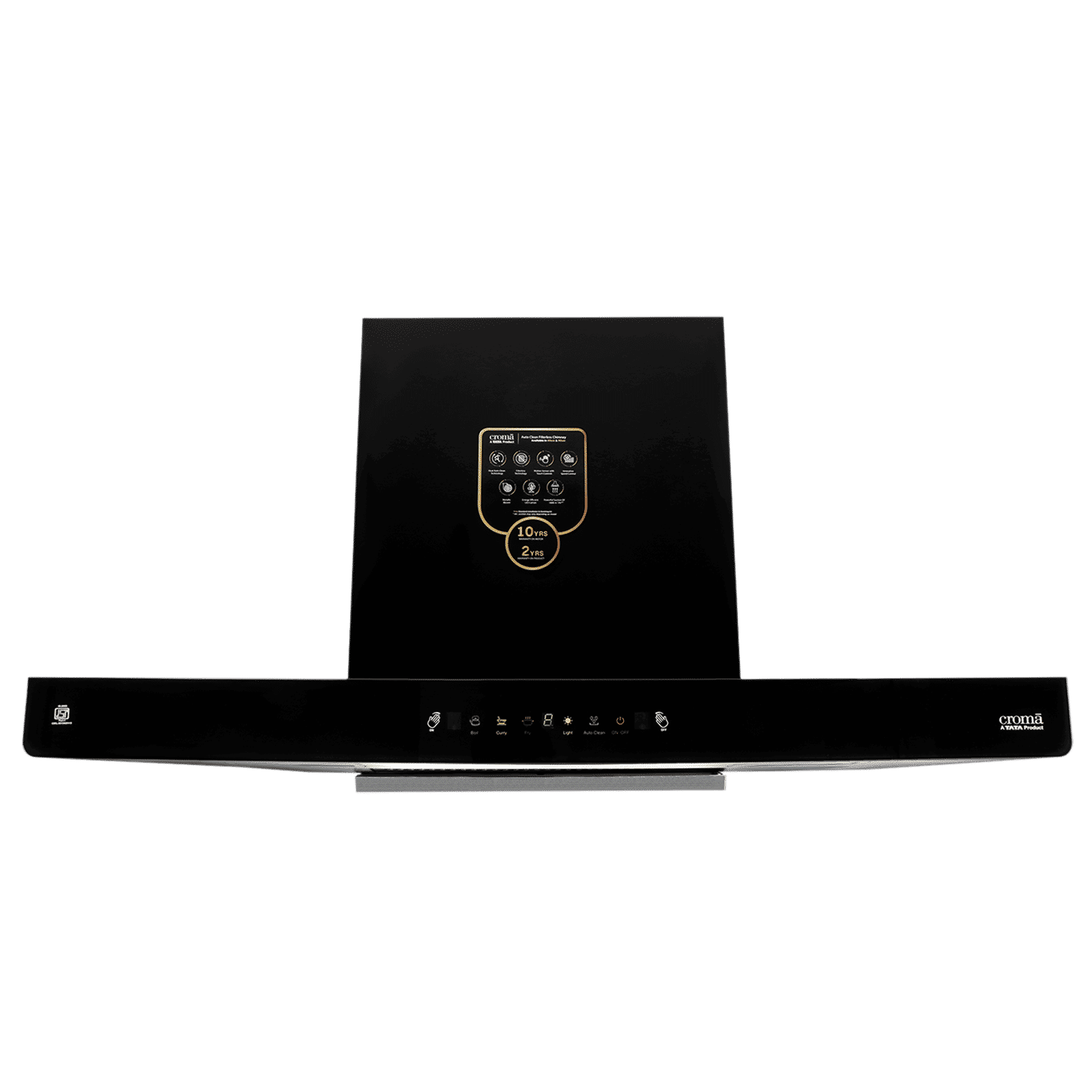 Croma AG1112 90cm 1500m³/hr Auto Clean Wall Mounted Chimney with Touch Control (Black)_1