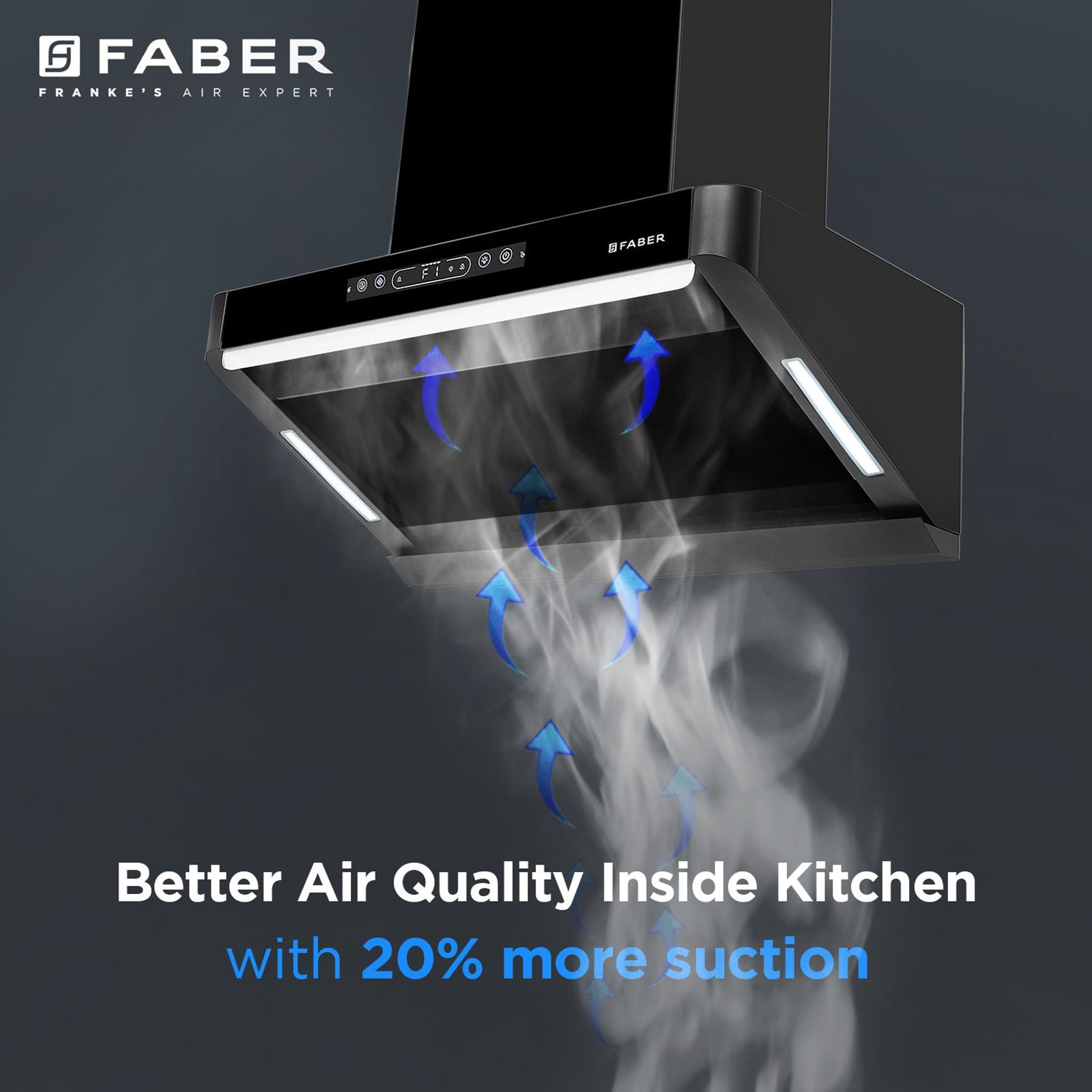 FABER PINNACLE FL HC BK 60 60cm 1500m³/hr Ductless Auto Clean Wall Mounted Chimney with Touch and Gesture Control (Black)_10