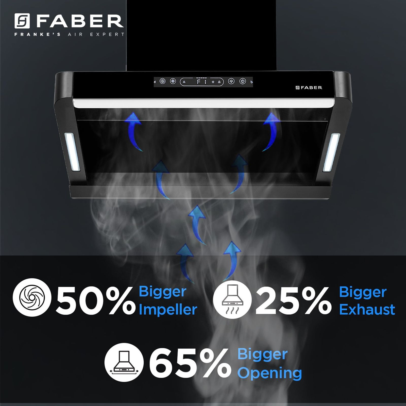 FABER PINNACLE FL HC BK 60 60cm 1500m³/hr Ductless Auto Clean Wall Mounted Chimney with Touch and Gesture Control (Black)_11