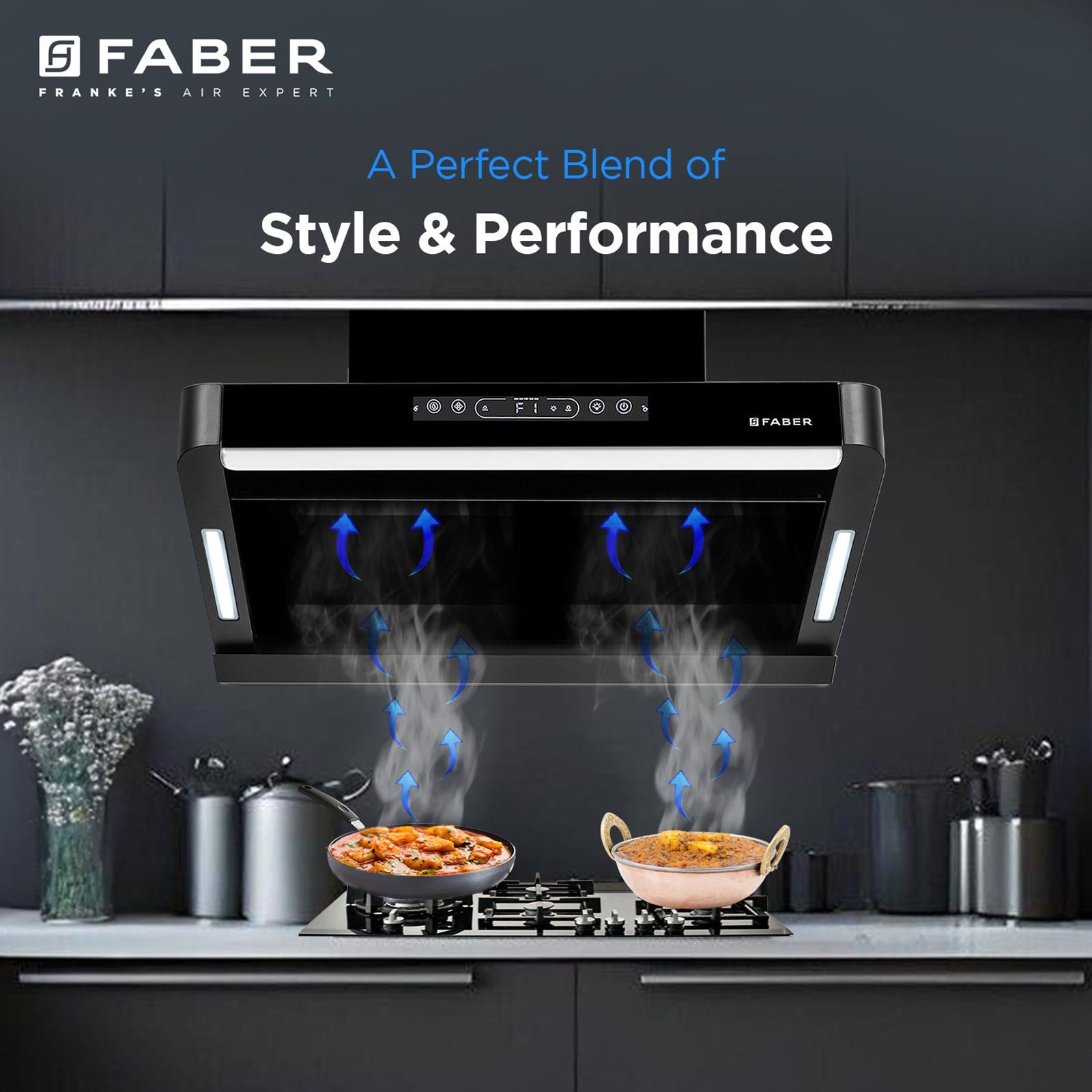 FABER PINNACLE FL HC BK 60 60cm 1500m³/hr Ductless Auto Clean Wall Mounted Chimney with Touch and Gesture Control (Black)_9