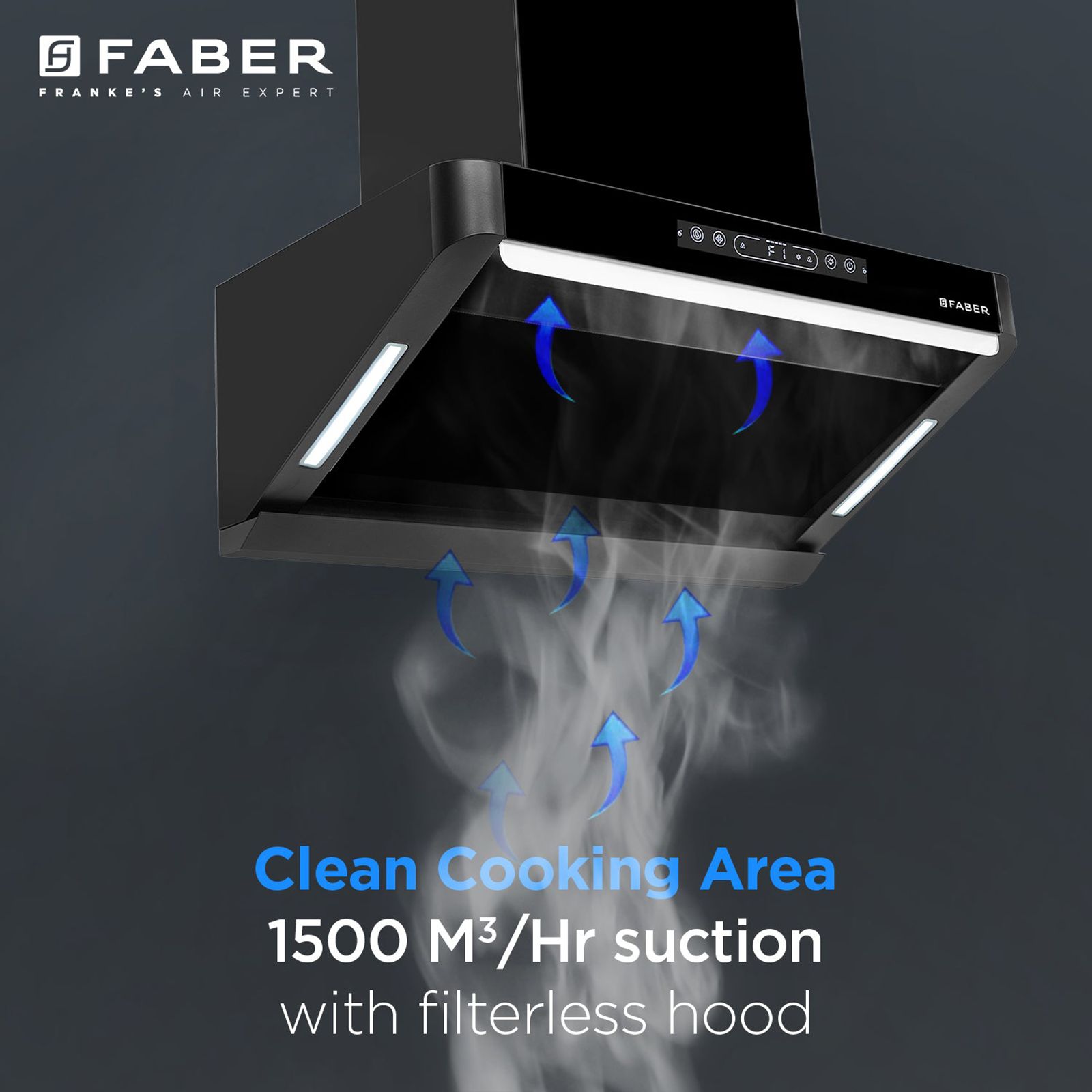 FABER PINNACLE FL HC BK 75 75cm 1500m³/hr Ductless Auto Clean Wall Mounted Chimney with Touch and Gesture Control (Black)_14