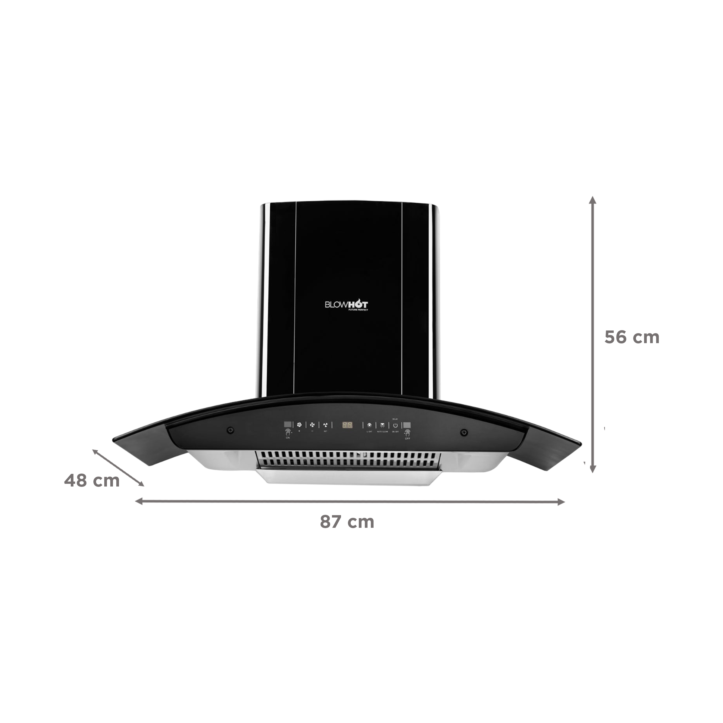 BLOWHOT ERICA TAC MS PLUS 90cm 1450m³/hr Ductless Auto Clean Wall Mounted Chimney with Motion Sensor (Black)_2