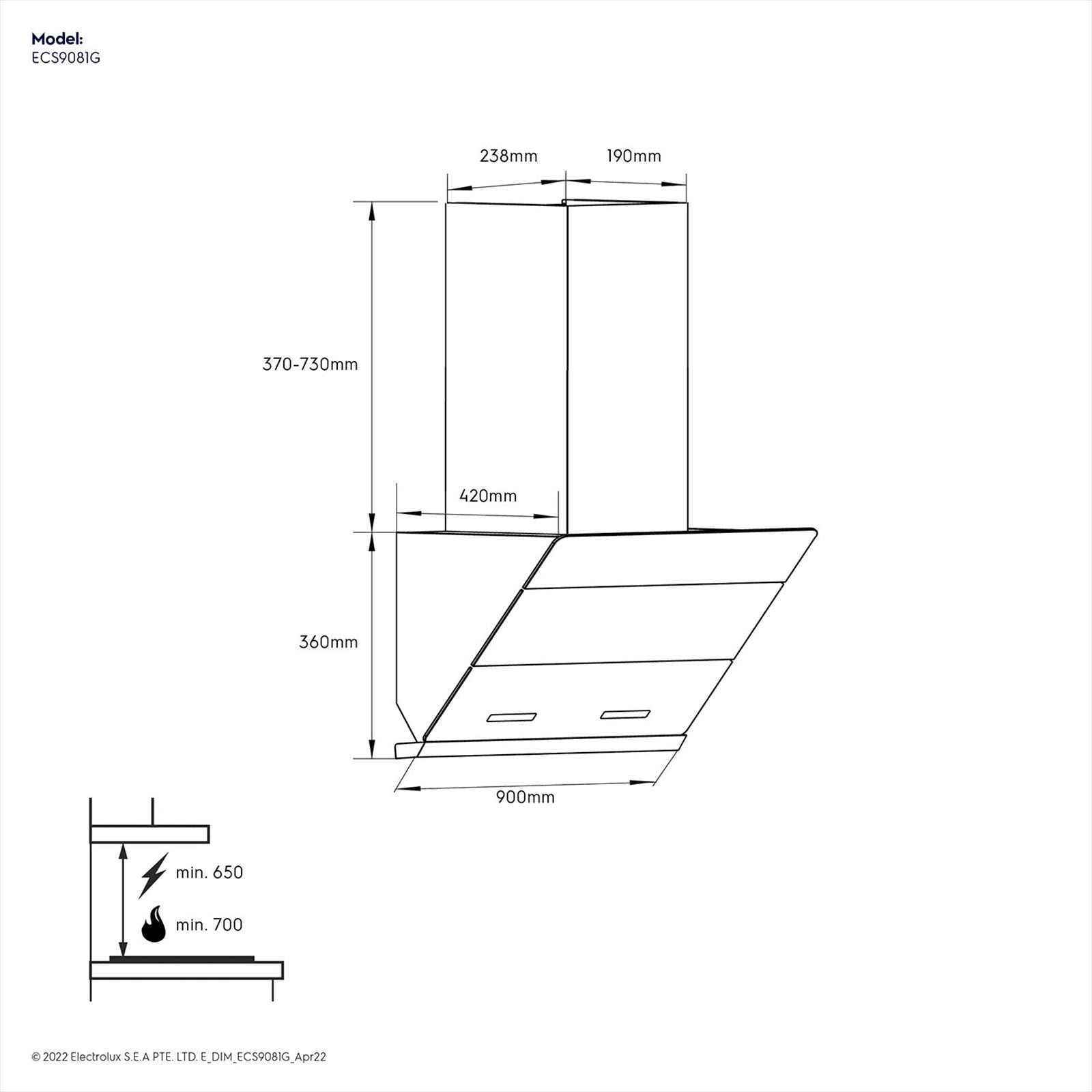 Electrolux UltimateTaste 500 90cm 1200m³/hr Ducted Wall Mounted Chimney with Touch Control Panel (Black)_9
