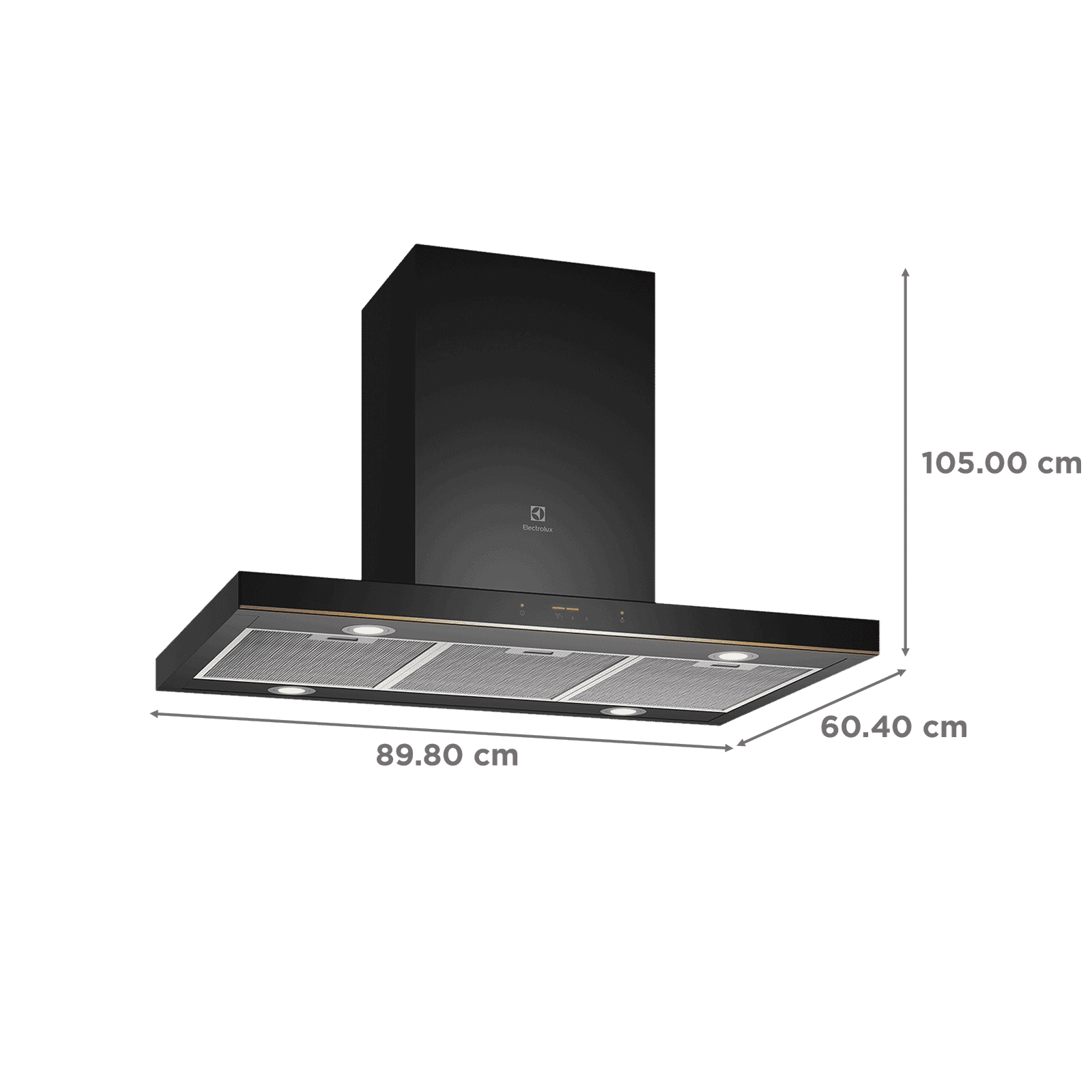 Electrolux UltimateTaste 500 90cm 1200m³/hr Ducted Ceiling Mounted Chimney with Centrifugal Motor (Black)_2