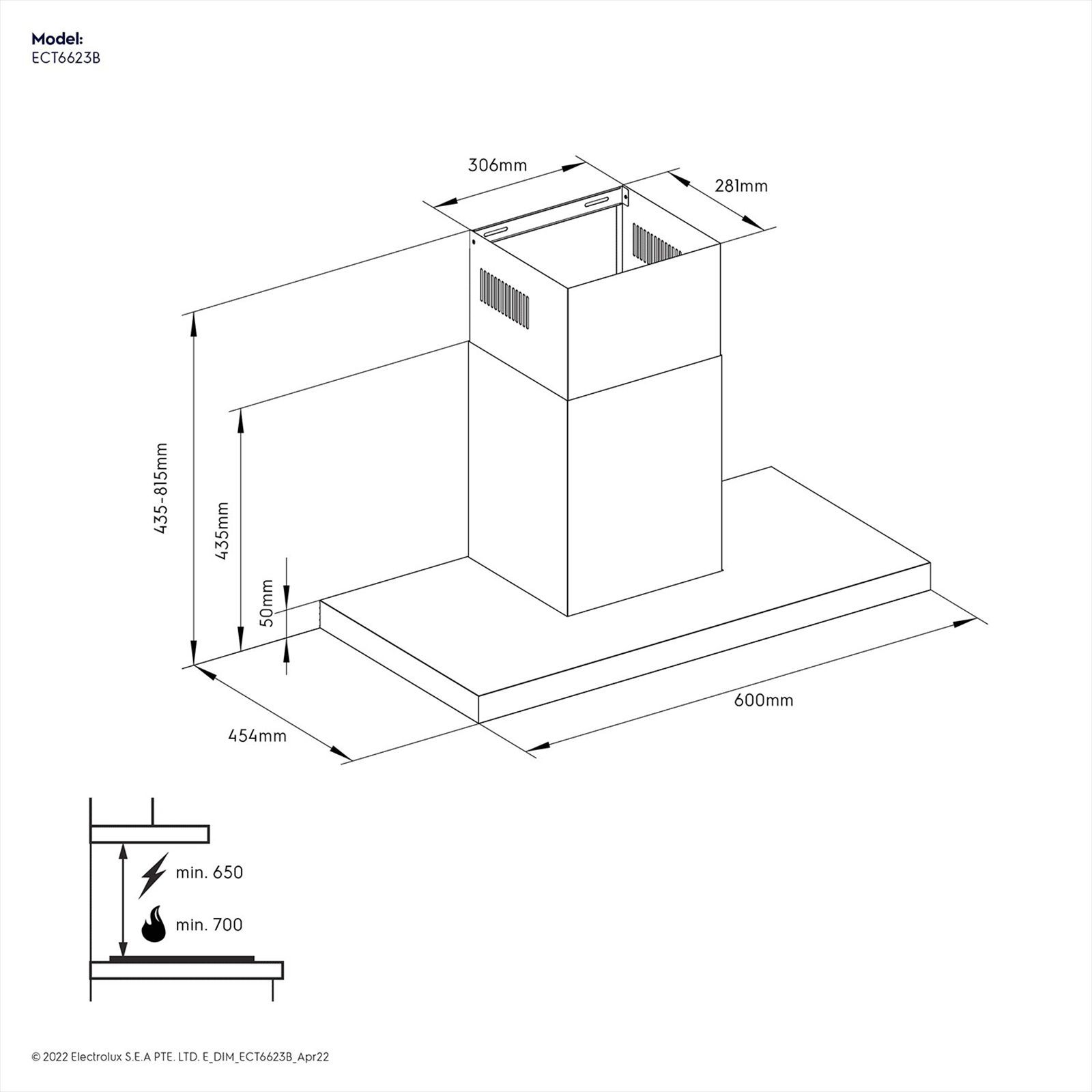 Electrolux UltimateTaste 500 60cm 1200m³/hr Ducted Wall Mounted Chimney with Centrifugal Motor (Black)_9