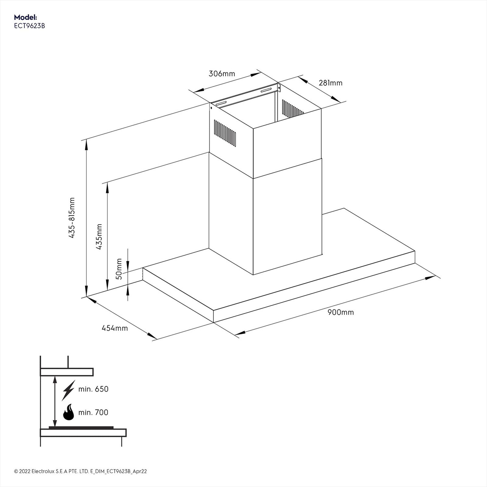 Electrolux UltimateTaste 500 90cm 1200m³/hr Ducted Wall Mounted Chimney with Centrifugal Motor (Black)_9