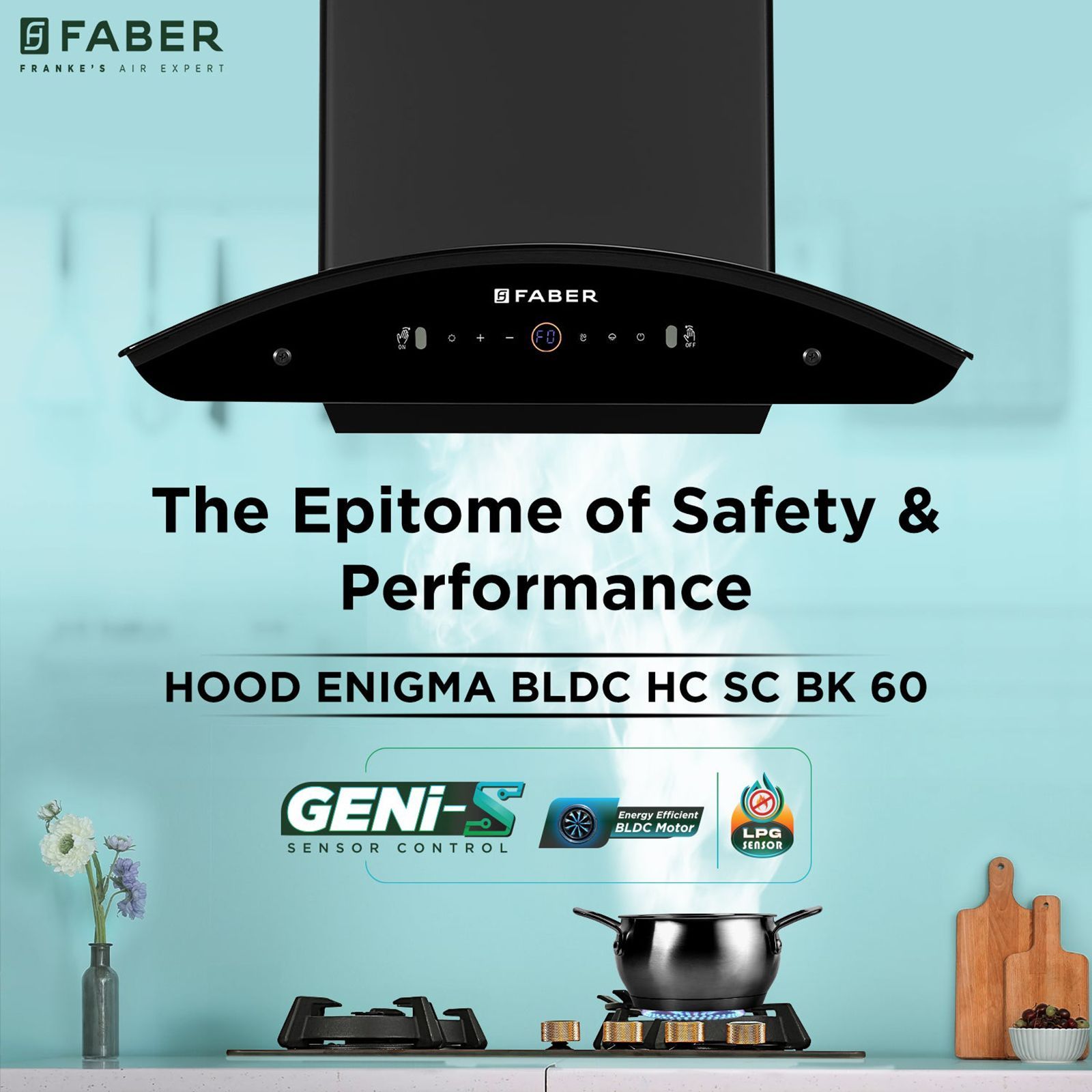 FABER ENIGMA BLDC HC SC BK 60 60cm 1500m³/hr Ductless Auto Clean Wall Mounted Chimney with Gesture and Remote Control (Black)_7