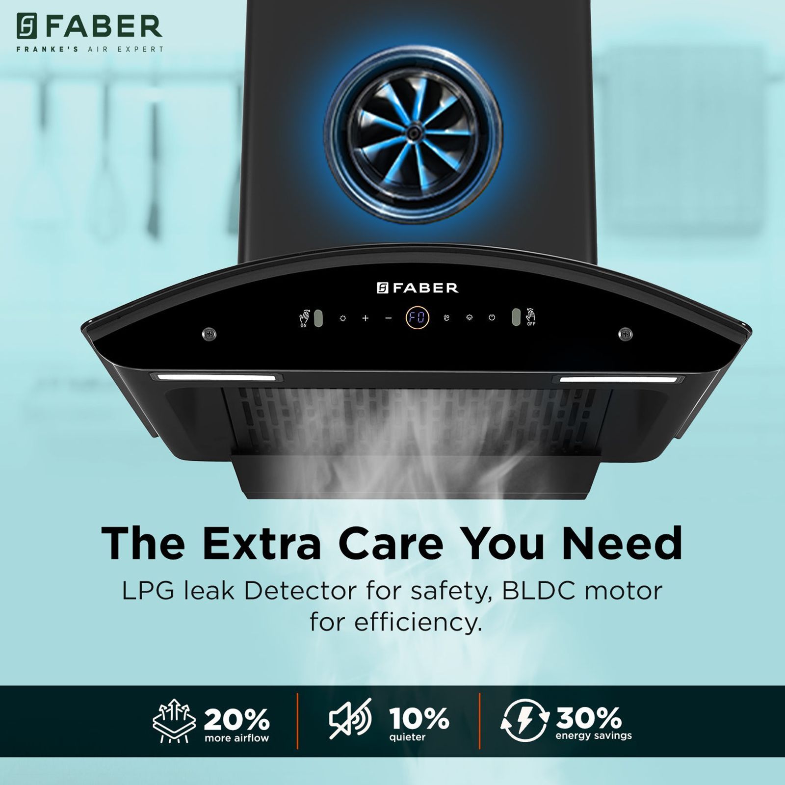 FABER ENIGMA BLDC HC SC BK 60 60cm 1500m³/hr Ductless Auto Clean Wall Mounted Chimney with Gesture and Remote Control (Black)_9