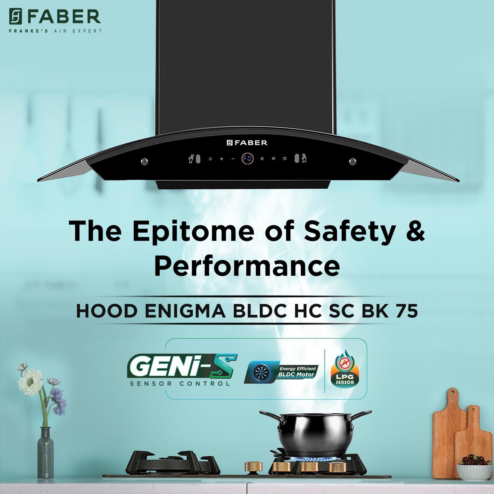 FABER ENIGMA BLDC HC SC BK 75 75cm 1500m³/hr Ductless Auto Clean Wall Mounted Chimney with Gesture and Remote Control (Black)_7