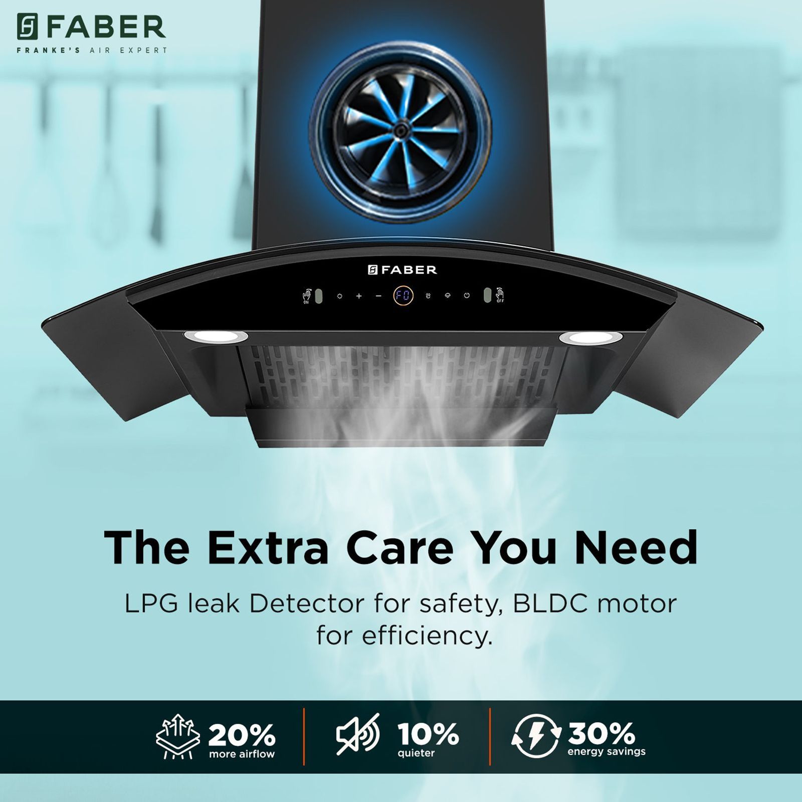 FABER ENIGMA BLDC HC SC BK 75 75cm 1500m³/hr Ductless Auto Clean Wall Mounted Chimney with Gesture and Remote Control (Black)_8