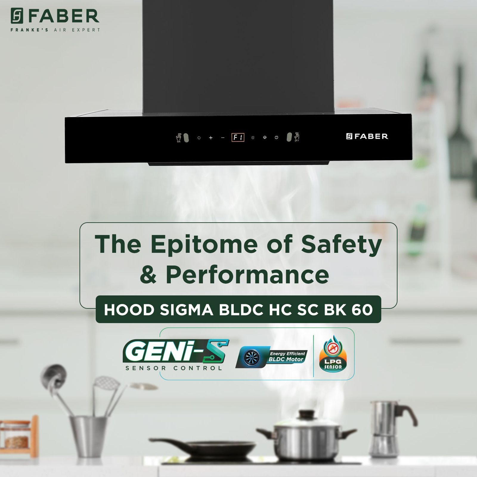 FABER SIGMA BLDC HC SC BK 60 60cm 1500m³/hr Ductless Auto Clean Wall Mounted Chimney with Gesture and Remote Control (Black)_8