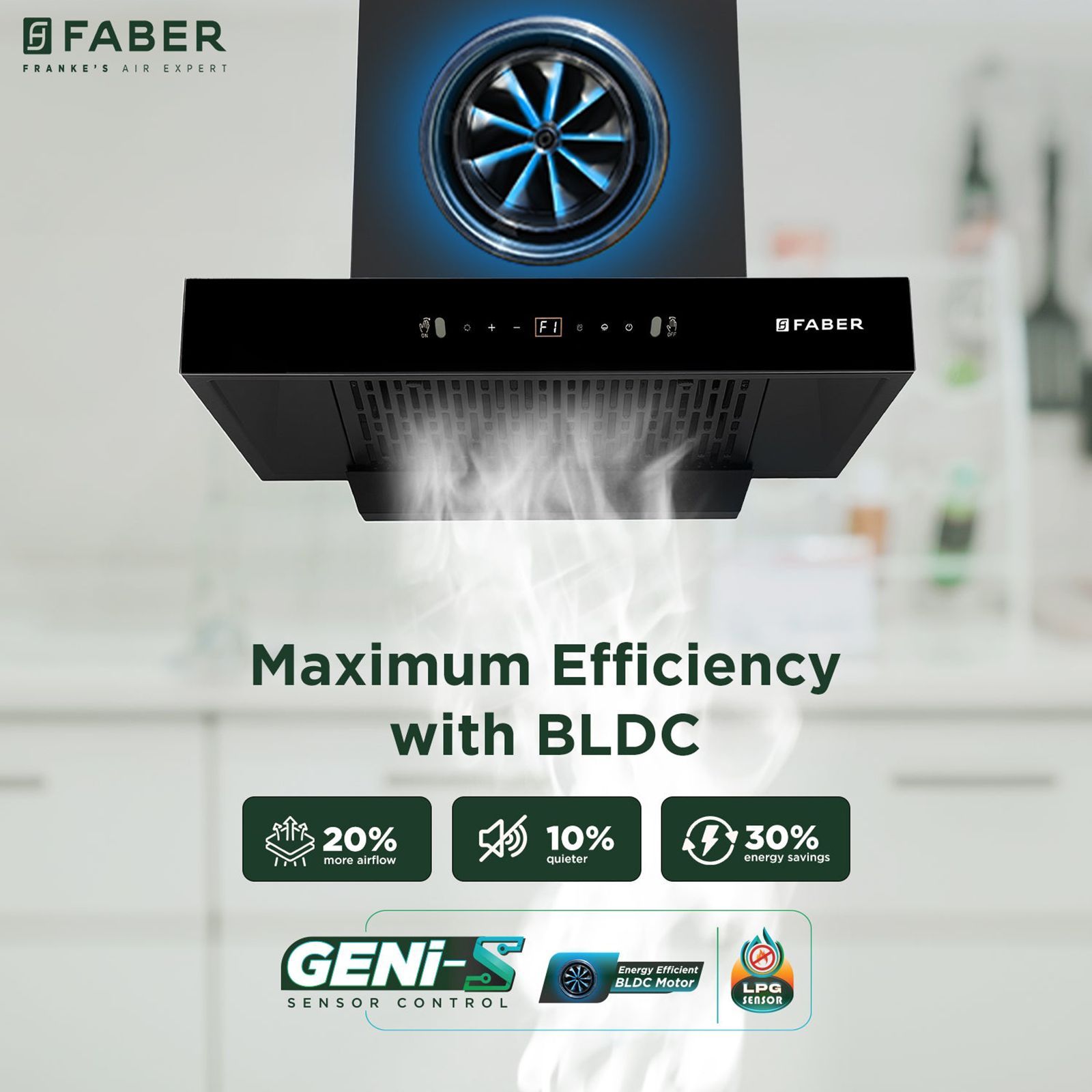 FABER SIGMA BLDC HC SC BK 60 60cm 1500m³/hr Ductless Auto Clean Wall Mounted Chimney with Gesture and Remote Control (Black)_9