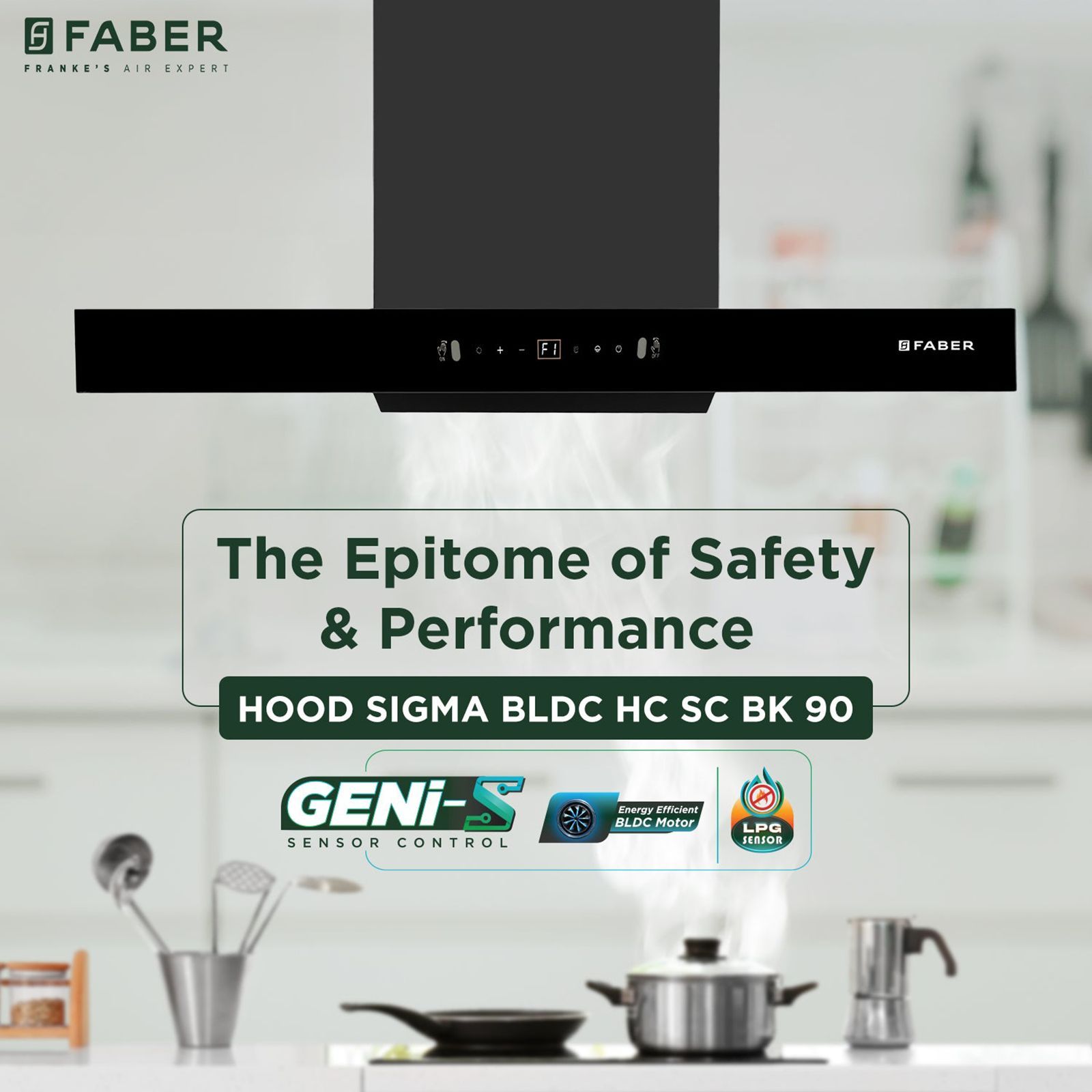 FABER SIGMA BLDC HC SC BK 90 90cm 1500m³/hr Ductless Auto Clean Wall Mounted Chimney with Gesture and Remote Control (Black)_7