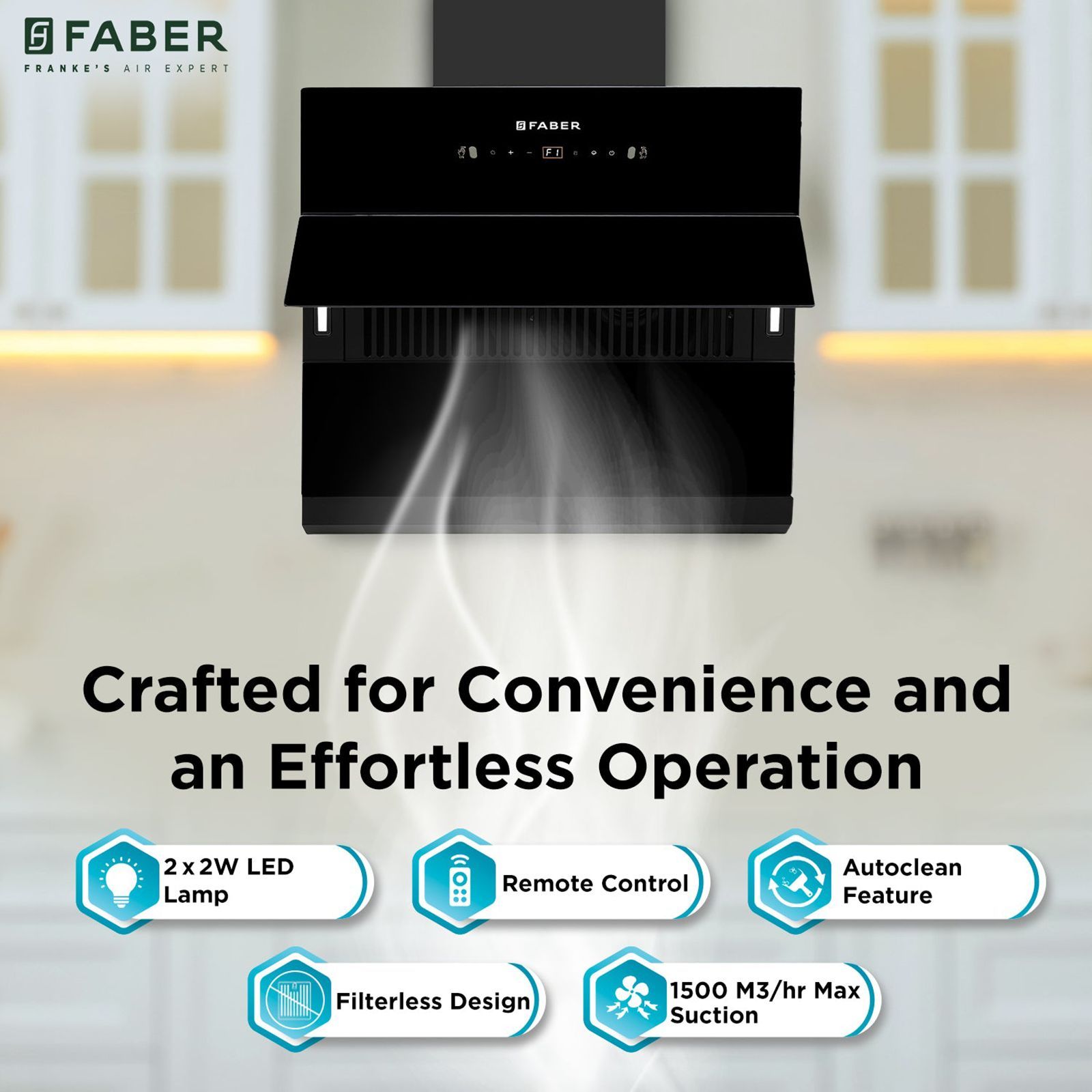 FABER AETHER BLDC HC SC BK 60 60cm 1500m³/hr Ductless Auto Clean Wall Mounted Chimney with Gesture and Remote Control (Black) FABER AETHER BLDC HC SC BK 60 60cm 1500m³/hr Ductless Auto Clean Wall Mounted Chimney with Gesture and Remote Control (Black)_10