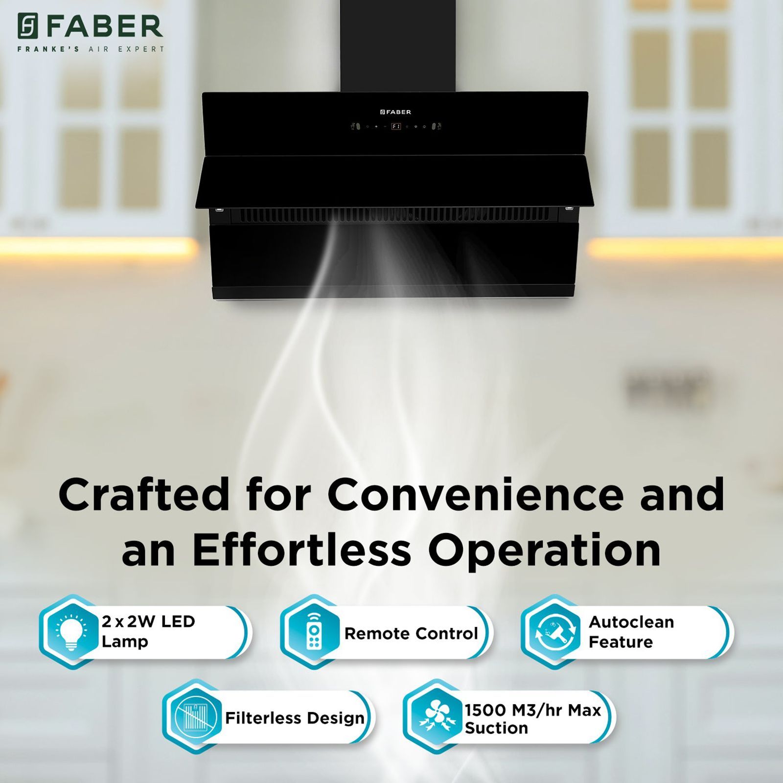 FABER AETHER BLDC HC SC BK 90 90cm 1500m³/hr Ductless Auto Clean Wall Mounted Chimney with Gesture and Remote Control (Black) FABER AETHER BLDC HC SC BK 90 90cm 1500m³/hr Ductless Auto Clean Wall Mounted Chimney with Gesture and Remote Control (Black)_10