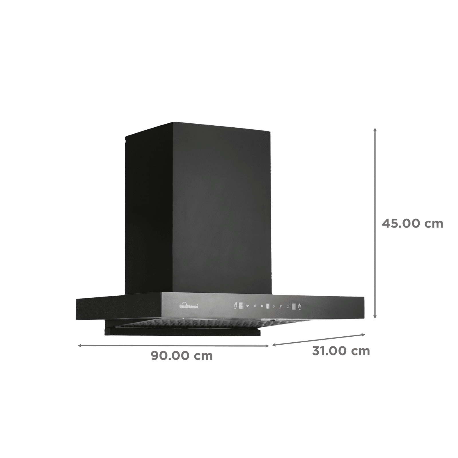 Sunflame Cupo 90cm 1250m³/hr Ducted Auto Clean Wall Mounted Chimney with Motion Sensor (Black)_2