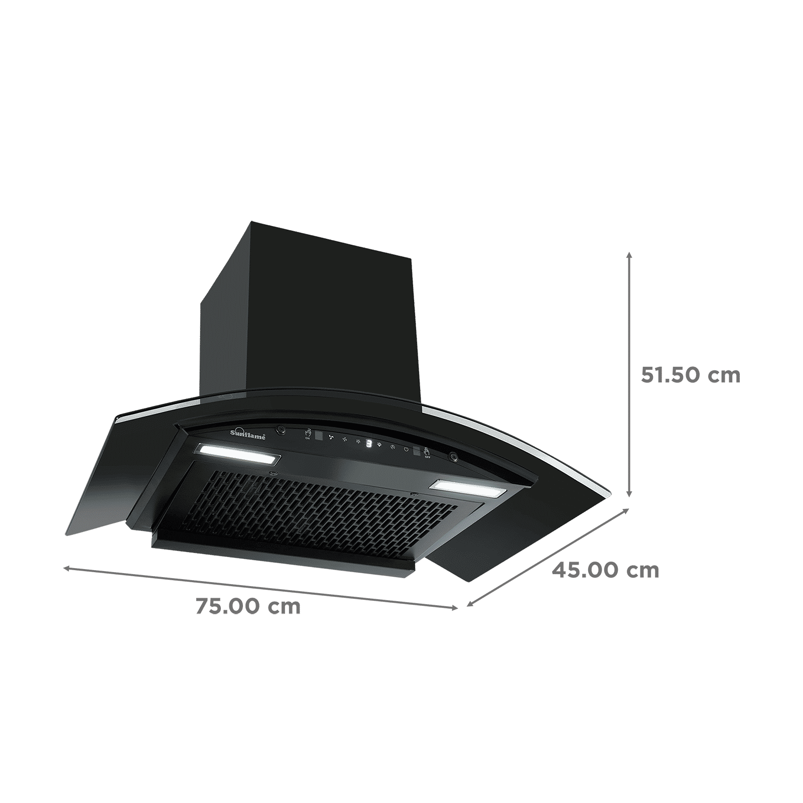 Sunflame Genial 75cm 1300m3/hr Ducted Auto Clean Wall Mounted Chimney with Motion Sensor Control (Black)_2