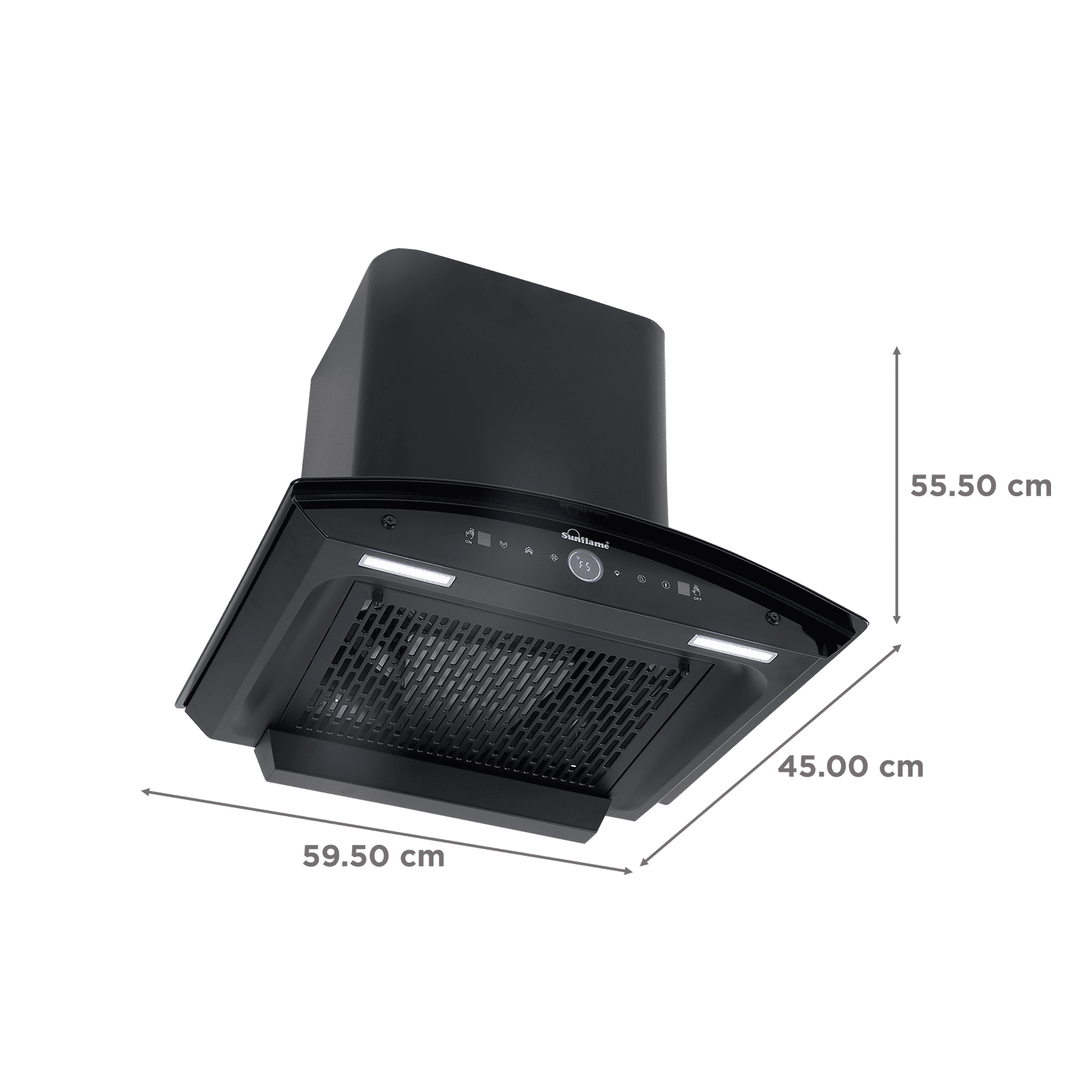 Sunflame CH SERENO 60cm 1400m³/hr Ductless Auto Clean Wall Mounted Chimney with Feather Touch Controls (Black)_2