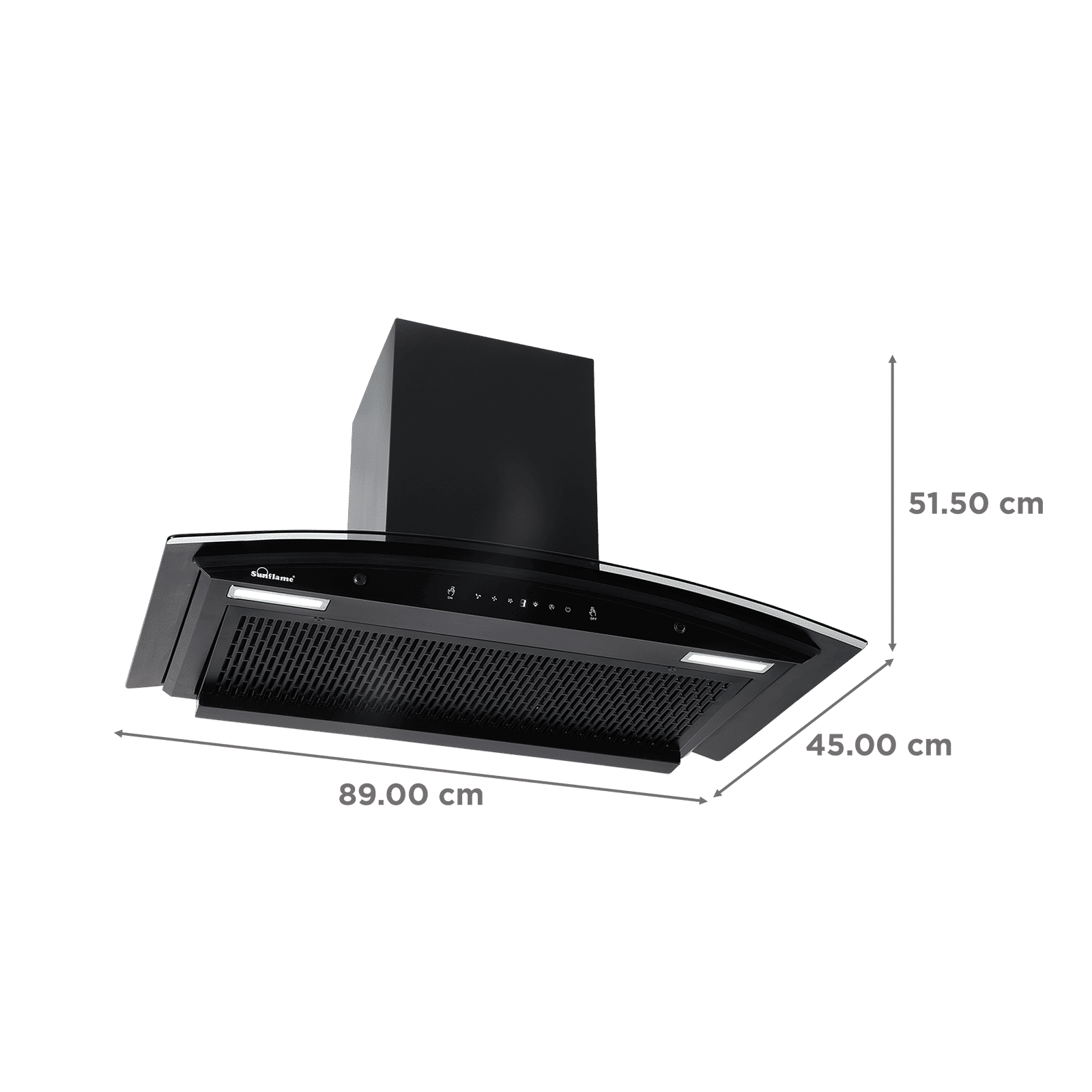Sunflame Genial 90cm 1350m3/hr Ducted Auto Clean Wall Mounted Chimney with Motion Sensor Control (Black)_2