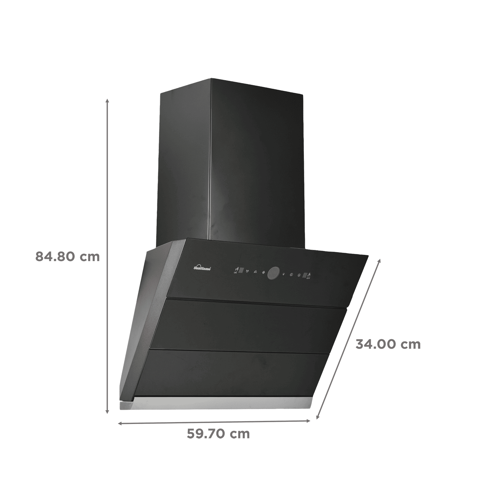Sunflame Tranquilo 60cm 1400m³/hr Ducted Auto Clean Wall Mounted Chimney with Motion Sensor (Black)_2