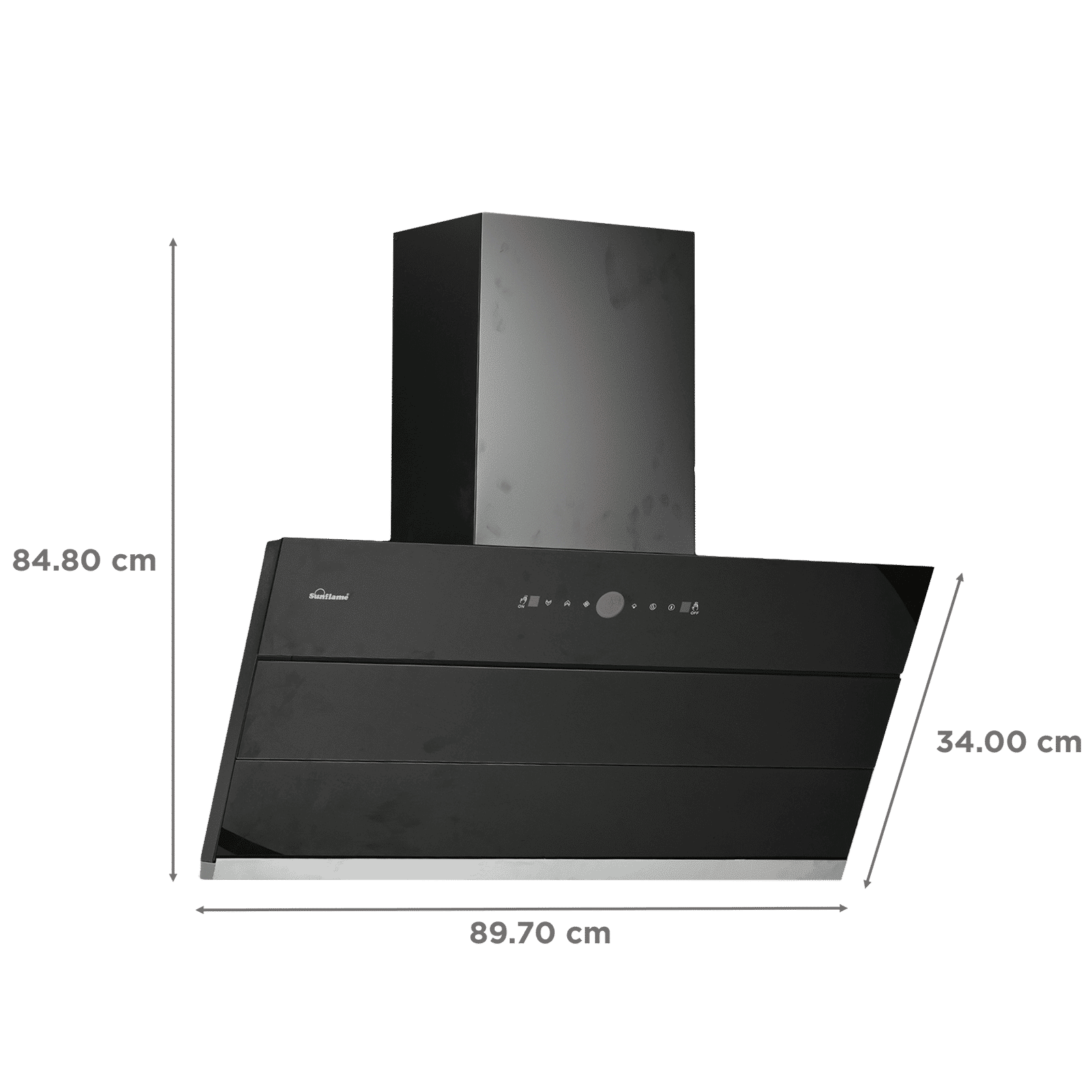 Sunflame Tranquilo 90cm 1400m³/hr Ducted Auto Clean Wall Mounted Chimney with Motion Sensor (Black)_2