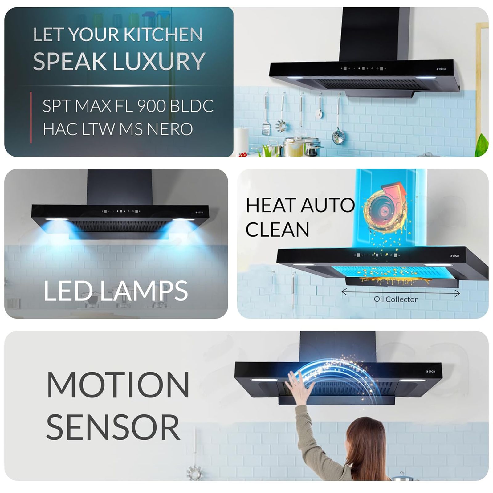 elica SPT MAX FL 900 BLDC 90cm 1500m3/hr Ducted Auto Clean Wall Mounted Chimney with Motion Sensor Control (Black)_7