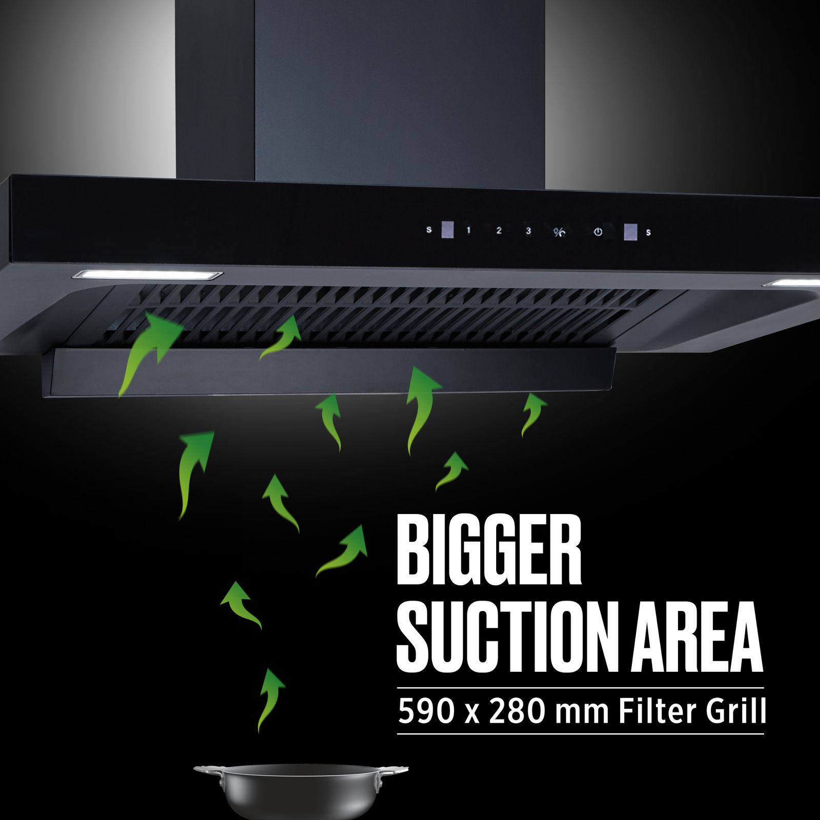 elica FL PLUS SPT MAX 90cm 1600m3/hr Ducted Auto Clean Wall Mounted Chimney with Motion Sensor Control (Black)_5