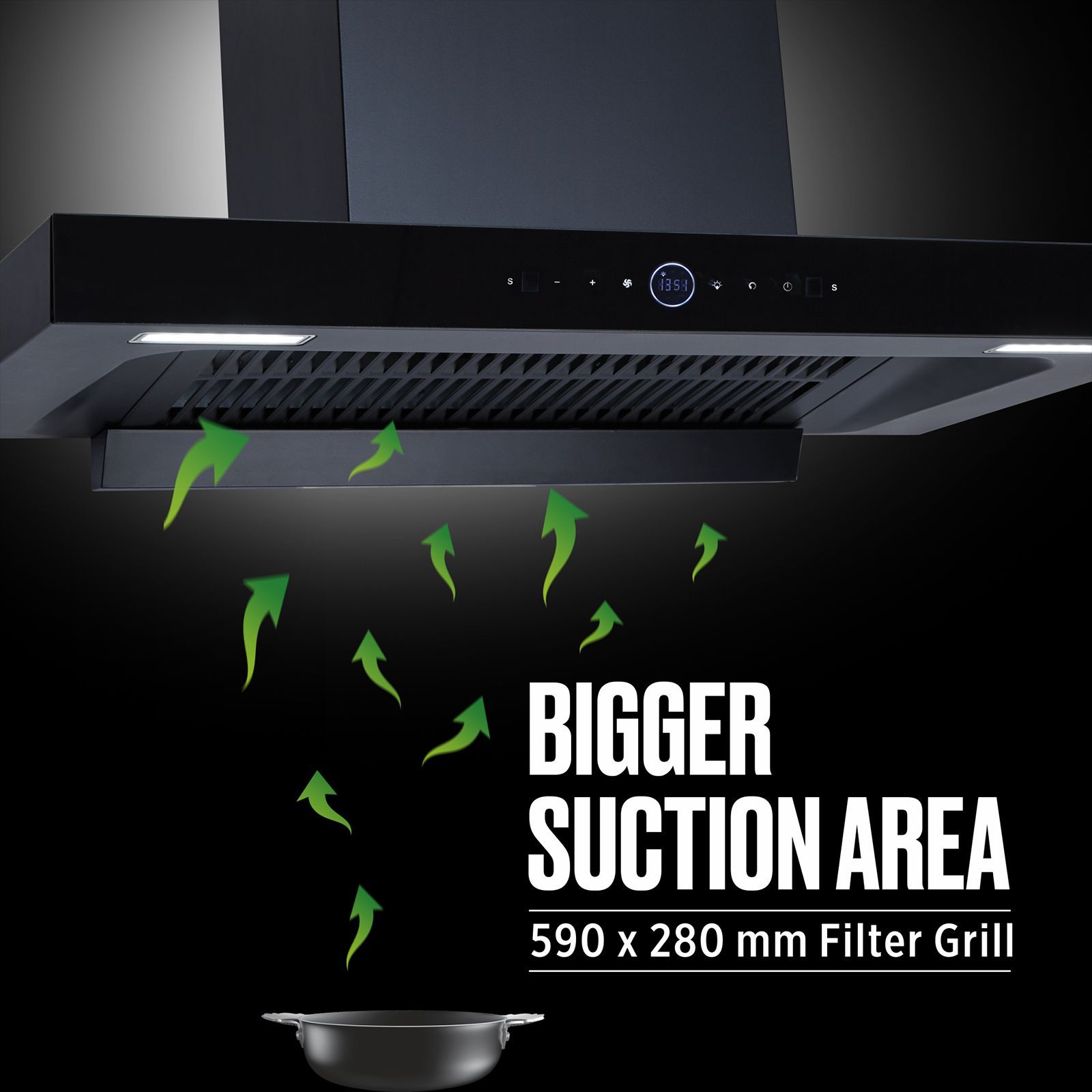 elica SPT MAX PRO PLUS FL 900 BLDC HAC LTW MS NERO FULL GRILL 90cm 1600m3/hr Ducted Wall Mounted Chimney with Motion Sensor Control (Black)_6