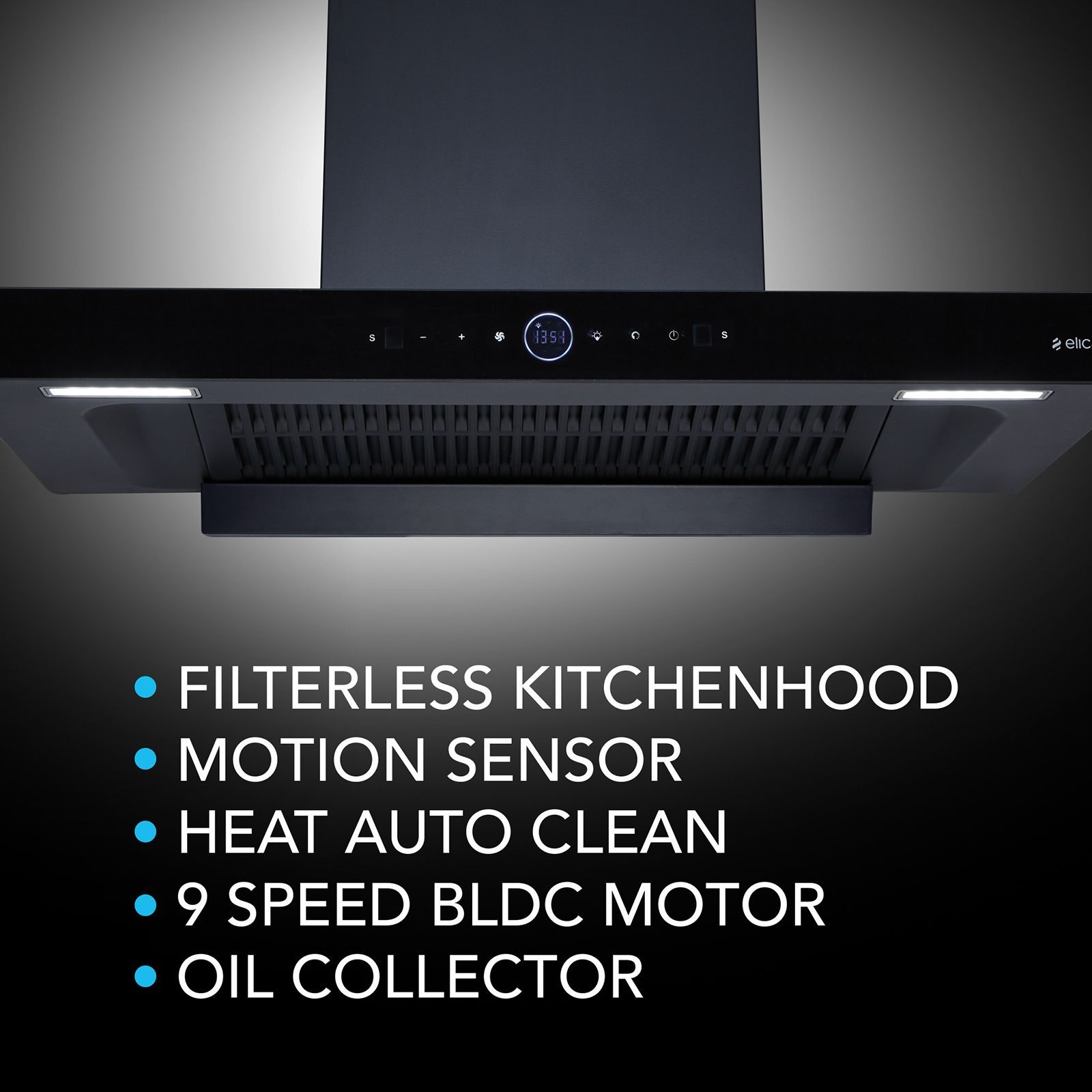 elica SPT MAX PRO PLUS FL 900 BLDC HAC LTW MS NERO FULL GRILL 90cm 1600m3/hr Ducted Wall Mounted Chimney with Motion Sensor Control (Black)_5