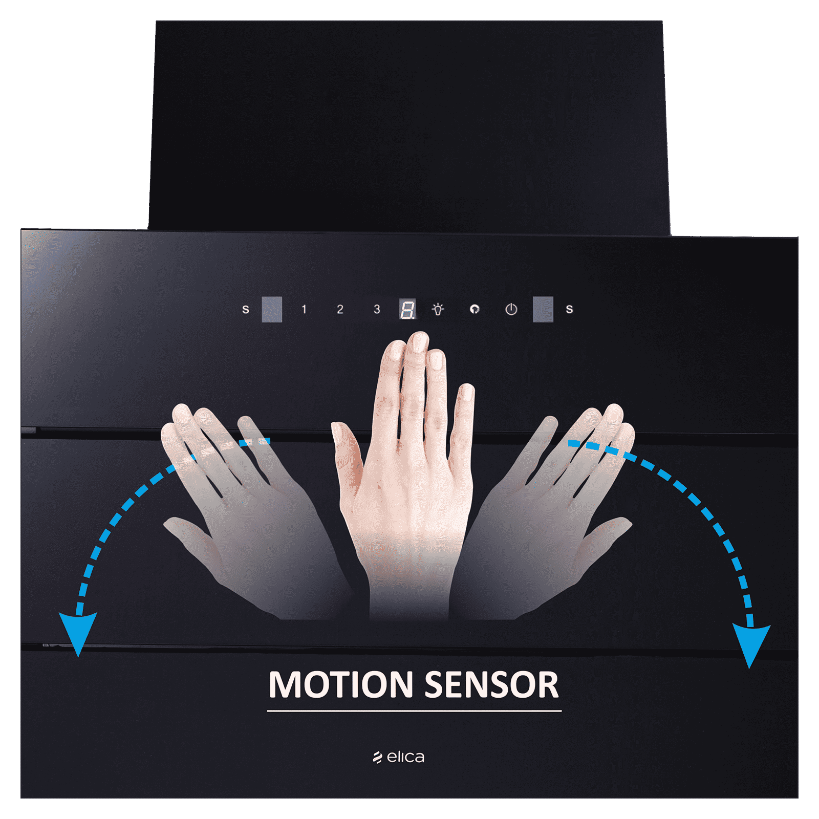 elica EFL 3V 751 HAC LTW MS NERO 75cm 1325m3/hr Ductless Cabinet/Hob Mounted Chimney with Motion Sensor Control (Black)_5