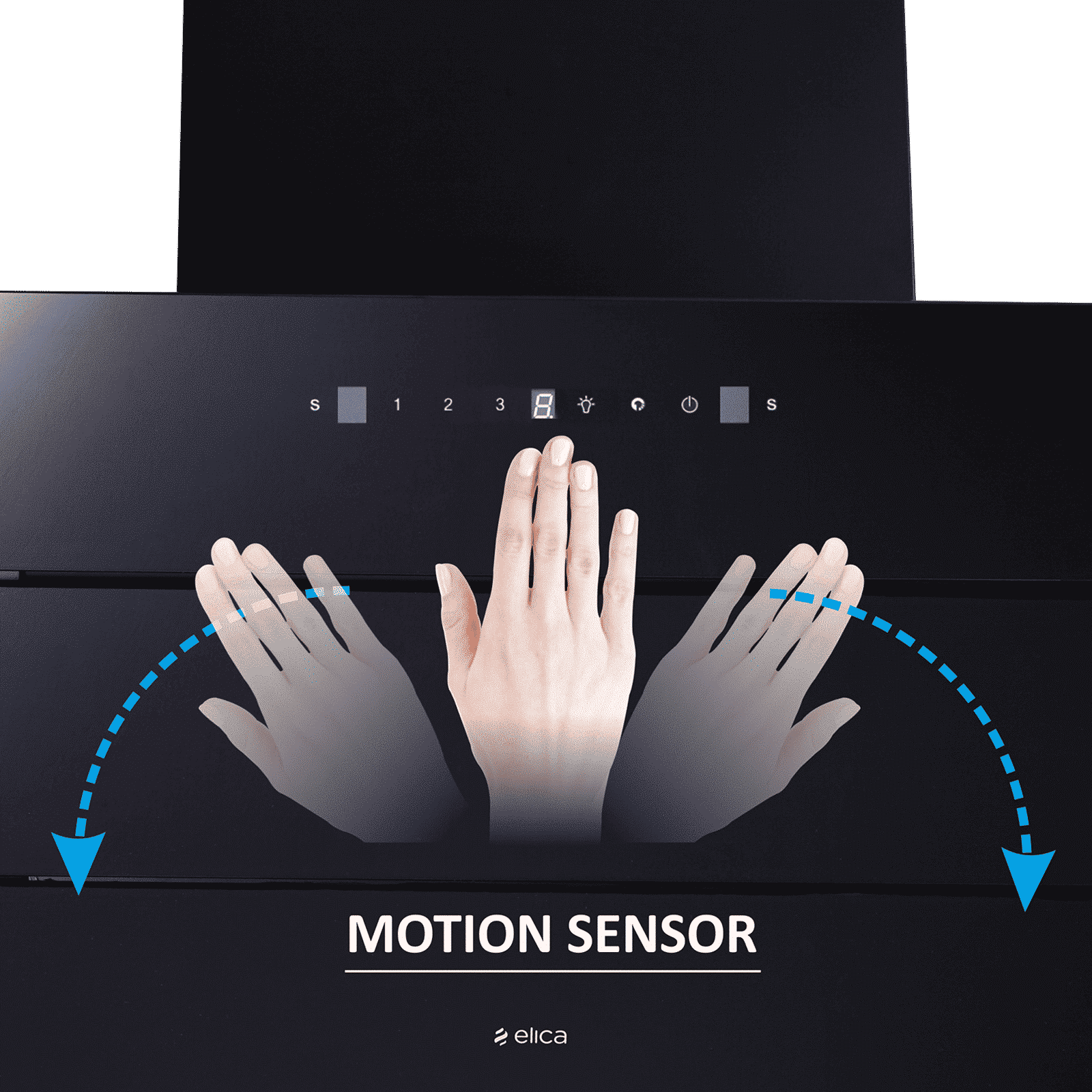 elica EFL 3V 601 HAC LTW MS NERO 60cm 1325m3/hr Ductless Auto Clean Cabinet & Hob Mounted Chimney with Motion Sensor (Black)_7