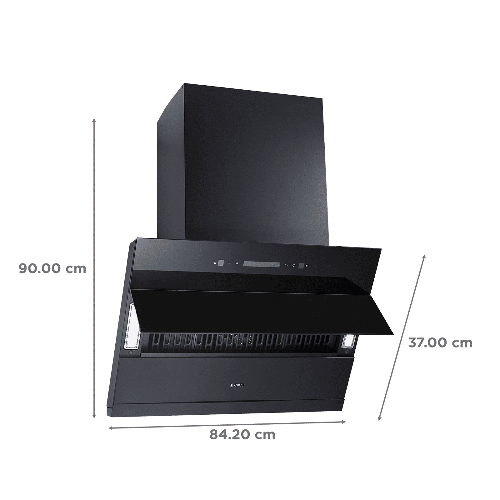 elica EFL 3V 901 BLDC HAC LTW MS NERO 90cm 1500m3/hr Ductless Auto Clean Cabinet/Hob Mounted Chimney with Motion Sensor Control (Black)_2