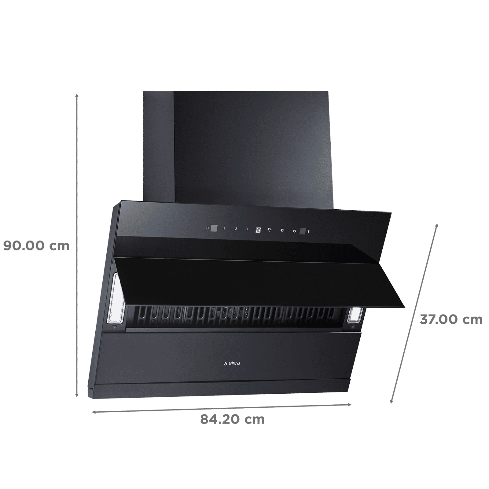 elica EFL 3V 901 HAC LTW MS NERO 90cm 1325m3/hr Ductless Cabinet/Hob Mounted Chimney with Motion Sensor Control (Black)_2