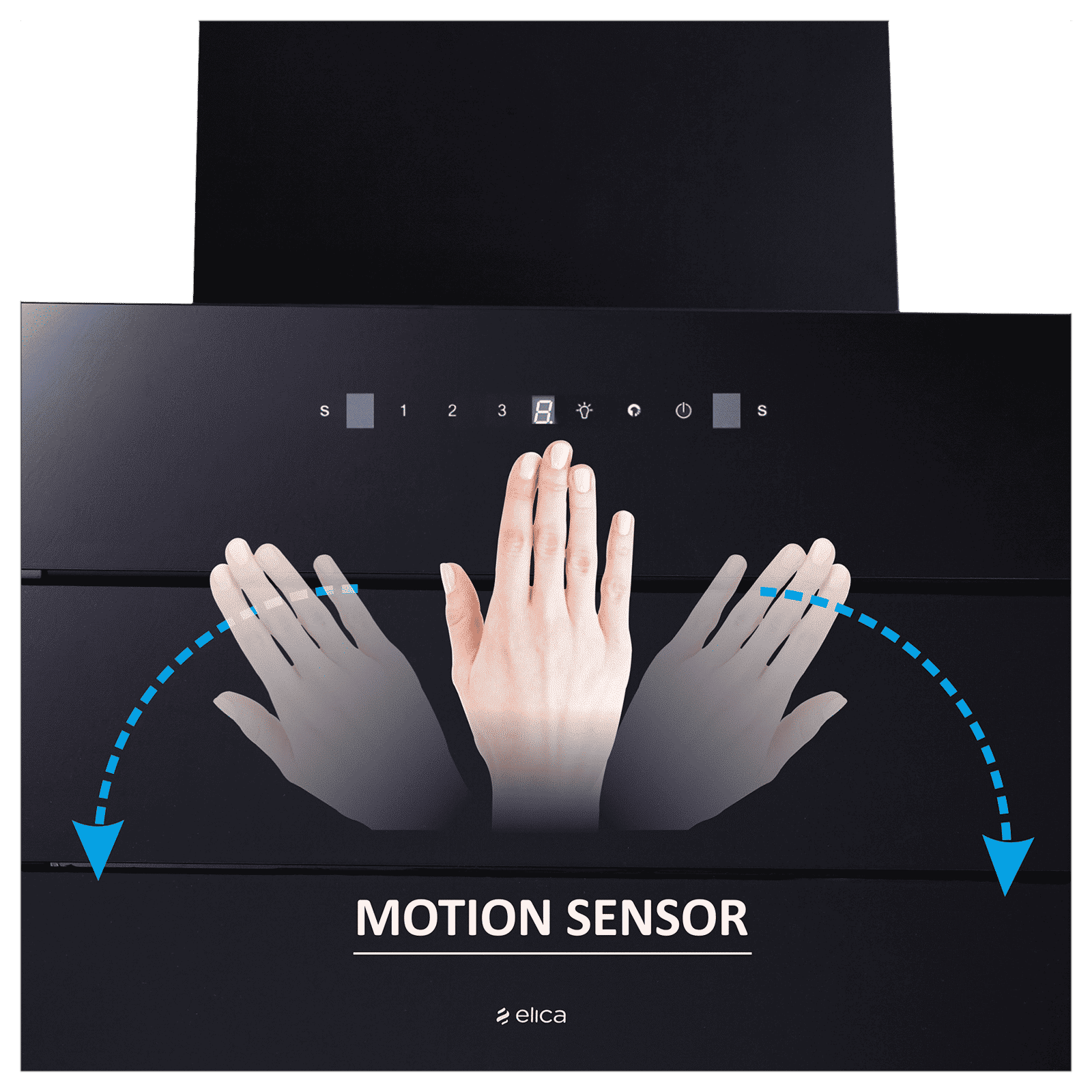 elica EFL 3V 901 HAC LTW MS NERO 90cm 1325m3/hr Ductless Cabinet/Hob Mounted Chimney with Motion Sensor Control (Black)_4